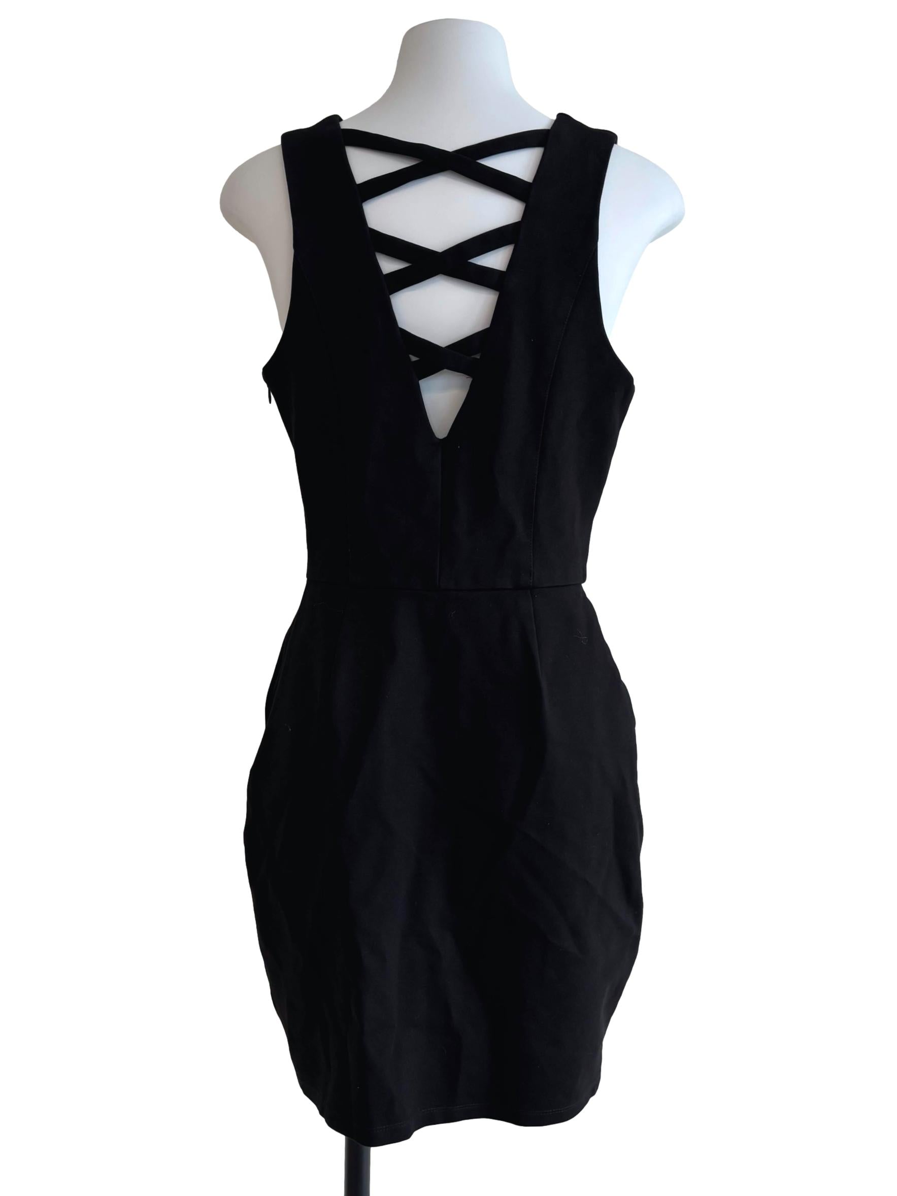Rich Black Cinched Waist Mini Dress
