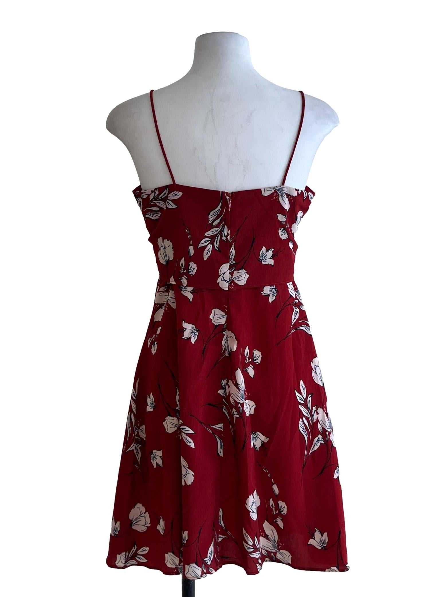 Brick Red Floral Sun Dress