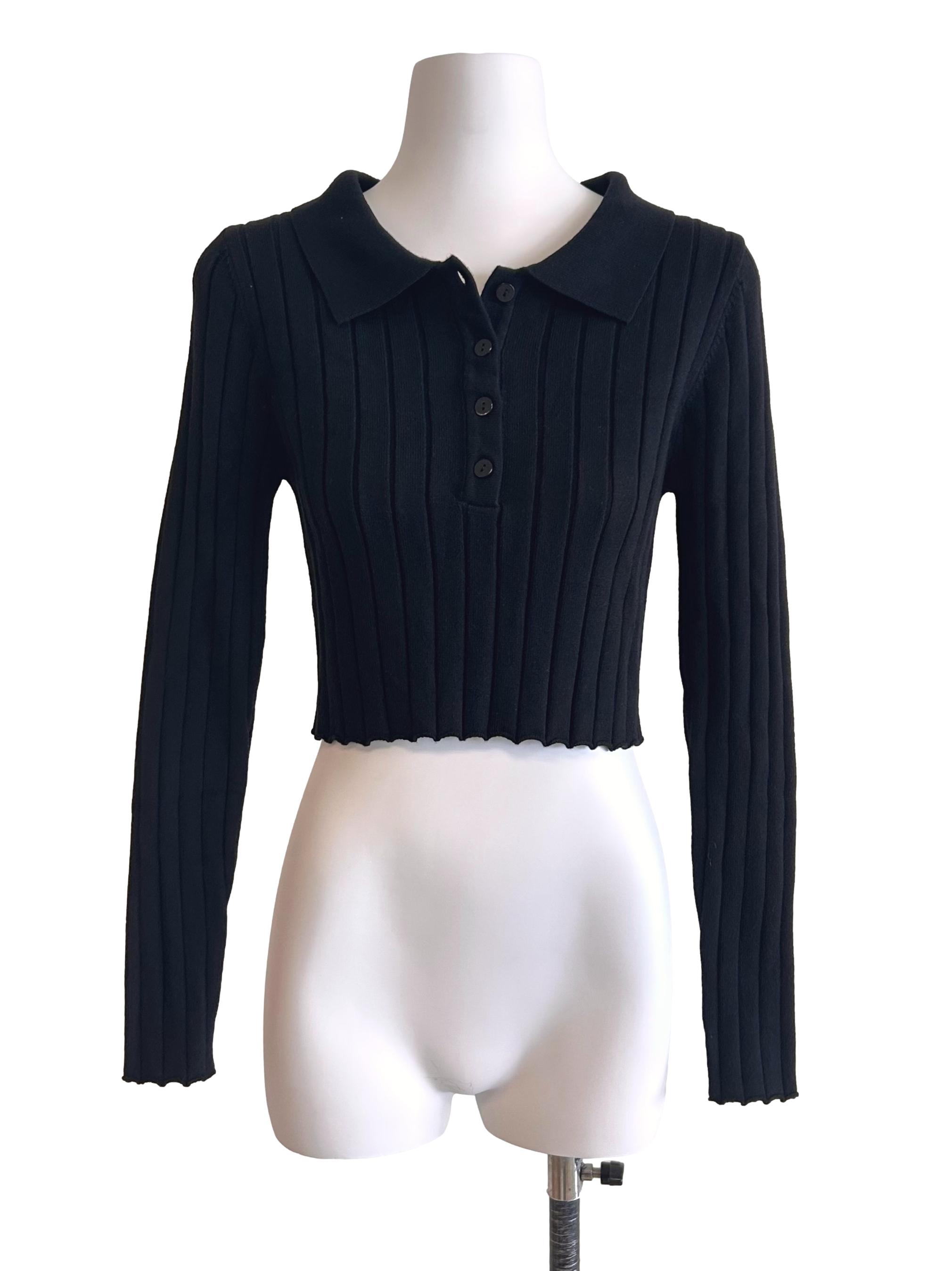 Black Long Sleeve Knitted Top