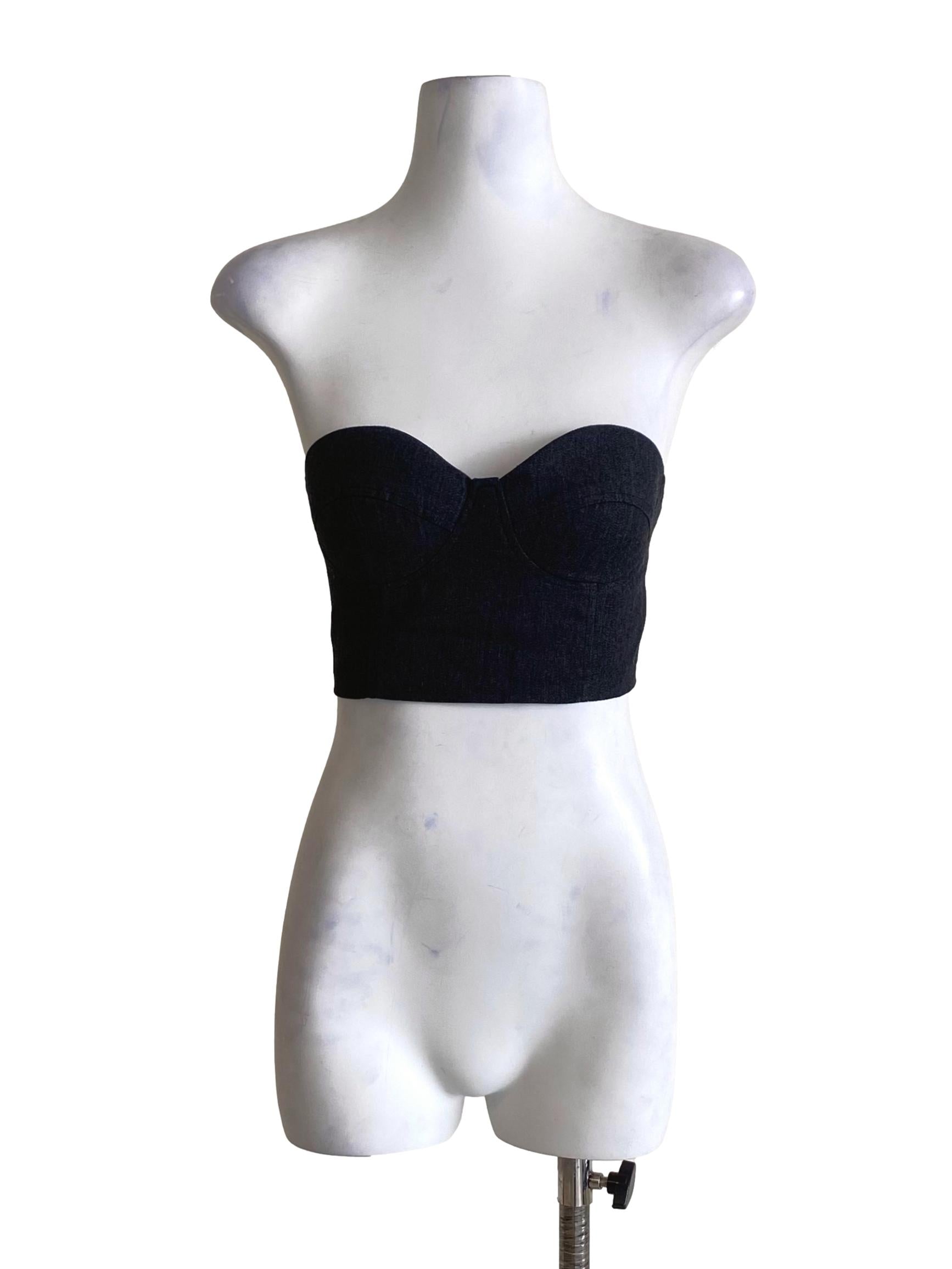 Ebony Black Strapless Crop Top YHF