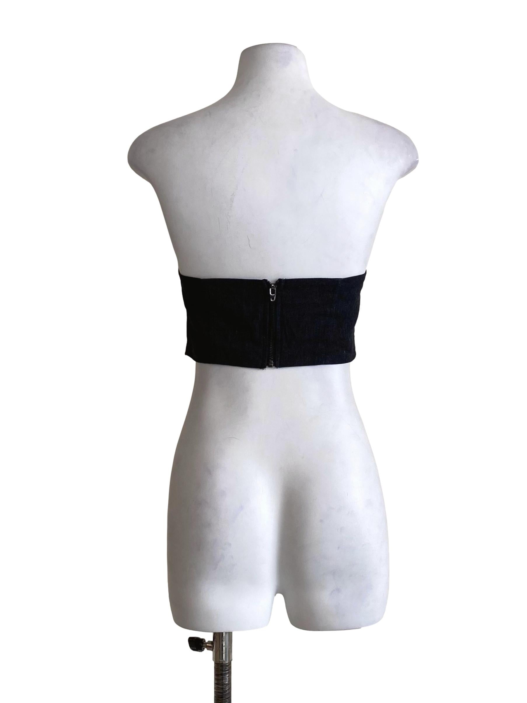 Ebony Black Strapless Crop Top YHF