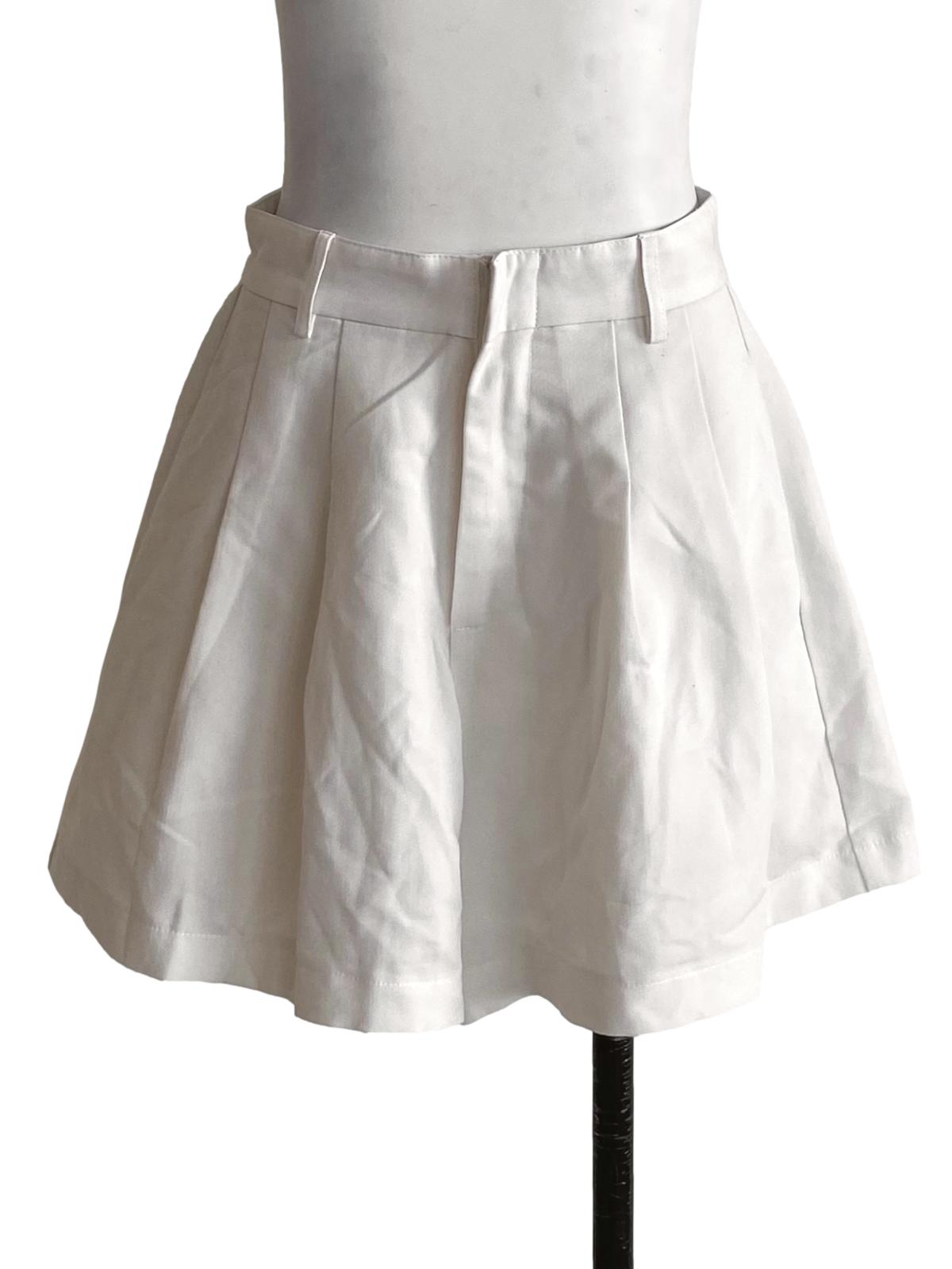 Chiffon White Pleated Short