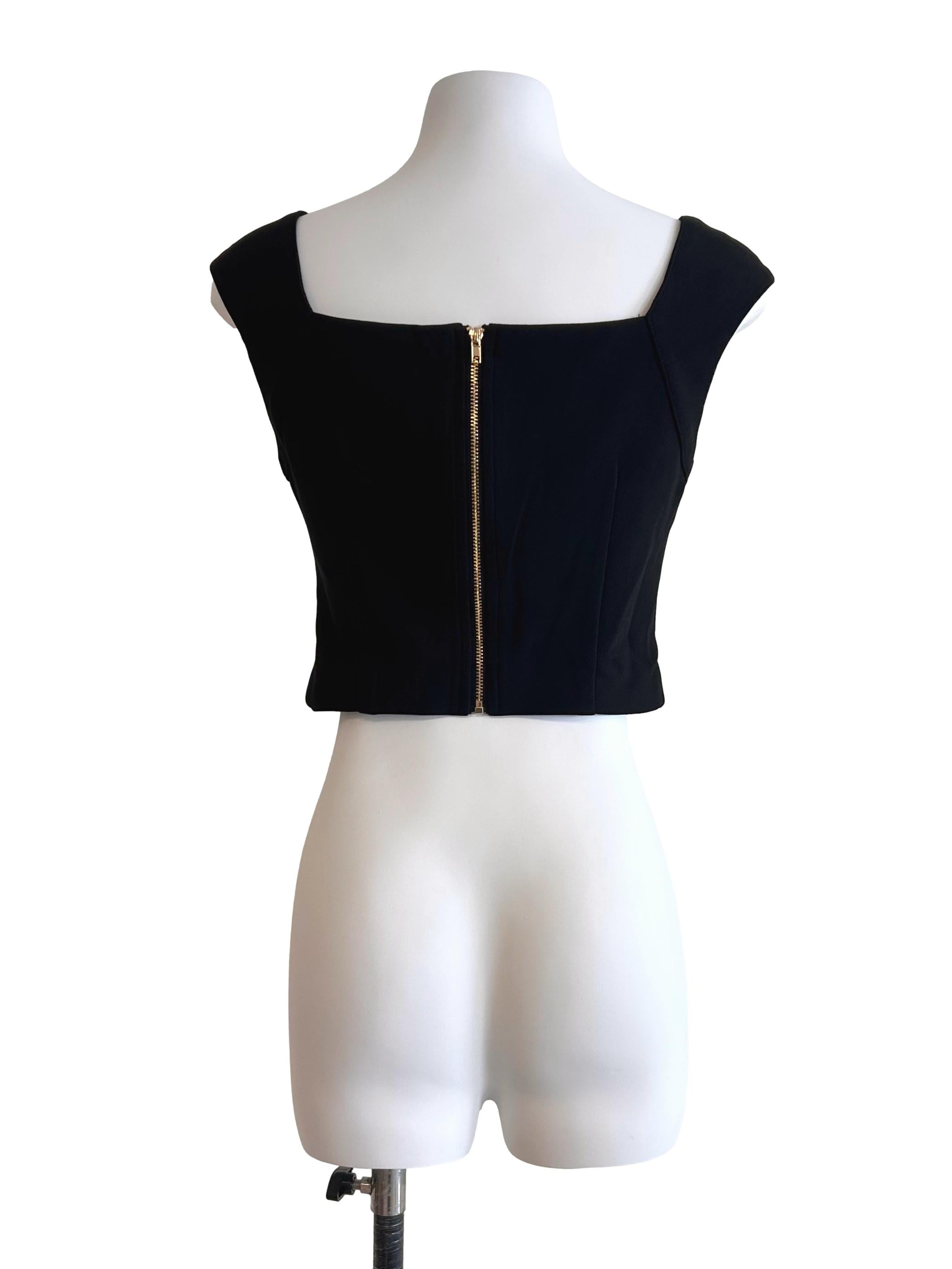 Black Sweetheart Neckline Crop Top