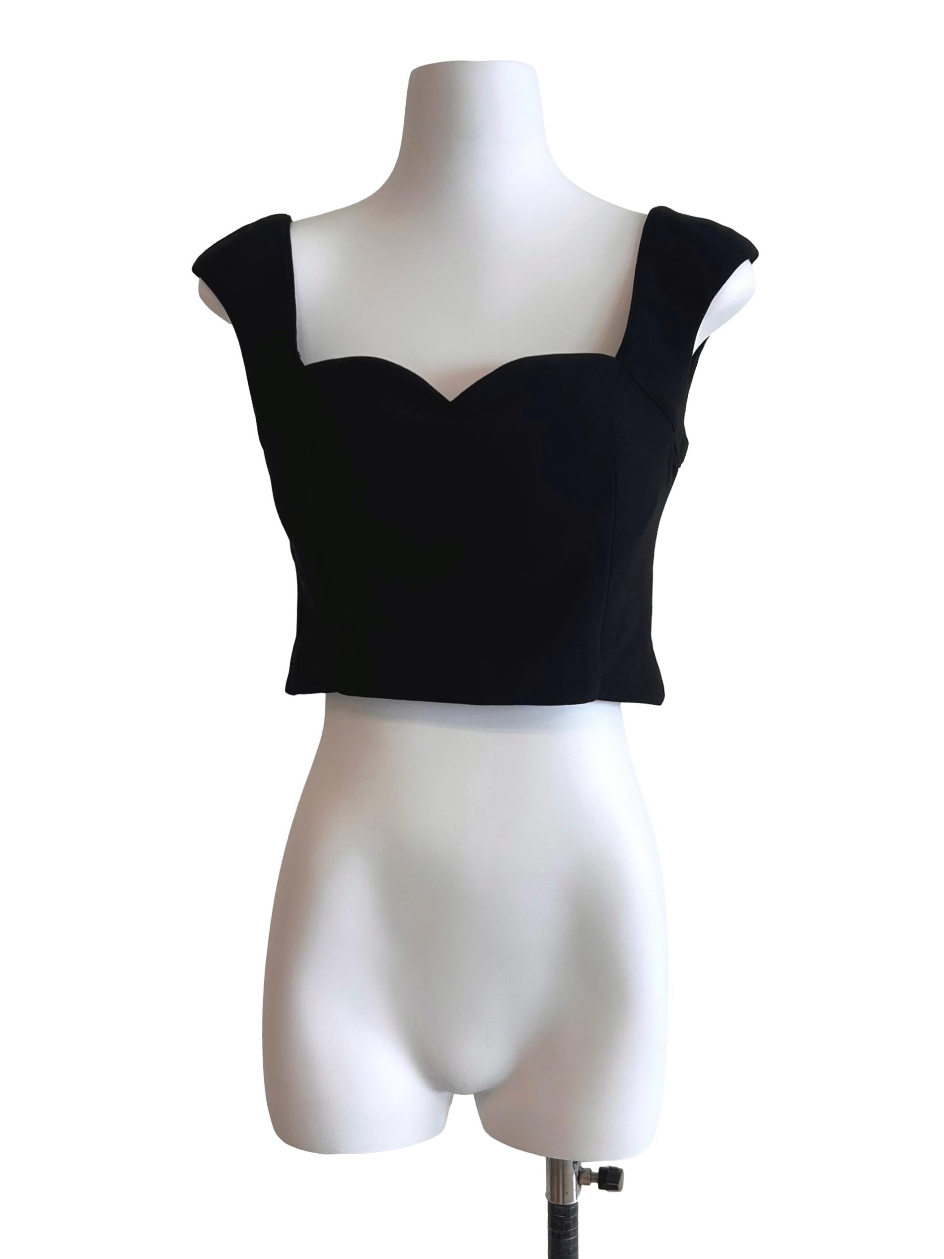 Black Sweetheart Neckline Crop Top