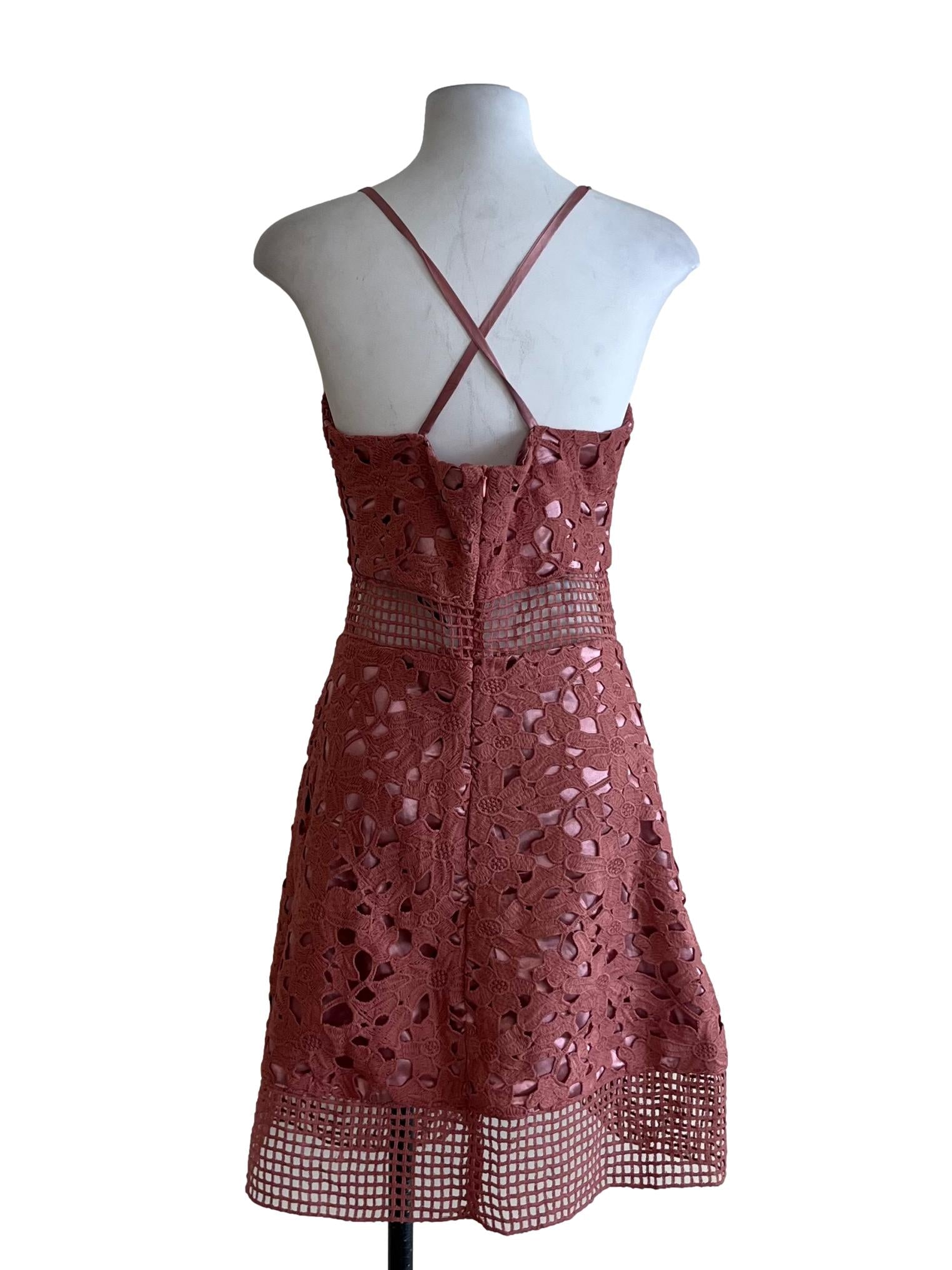 Rose Pink Lace A-Line Dress