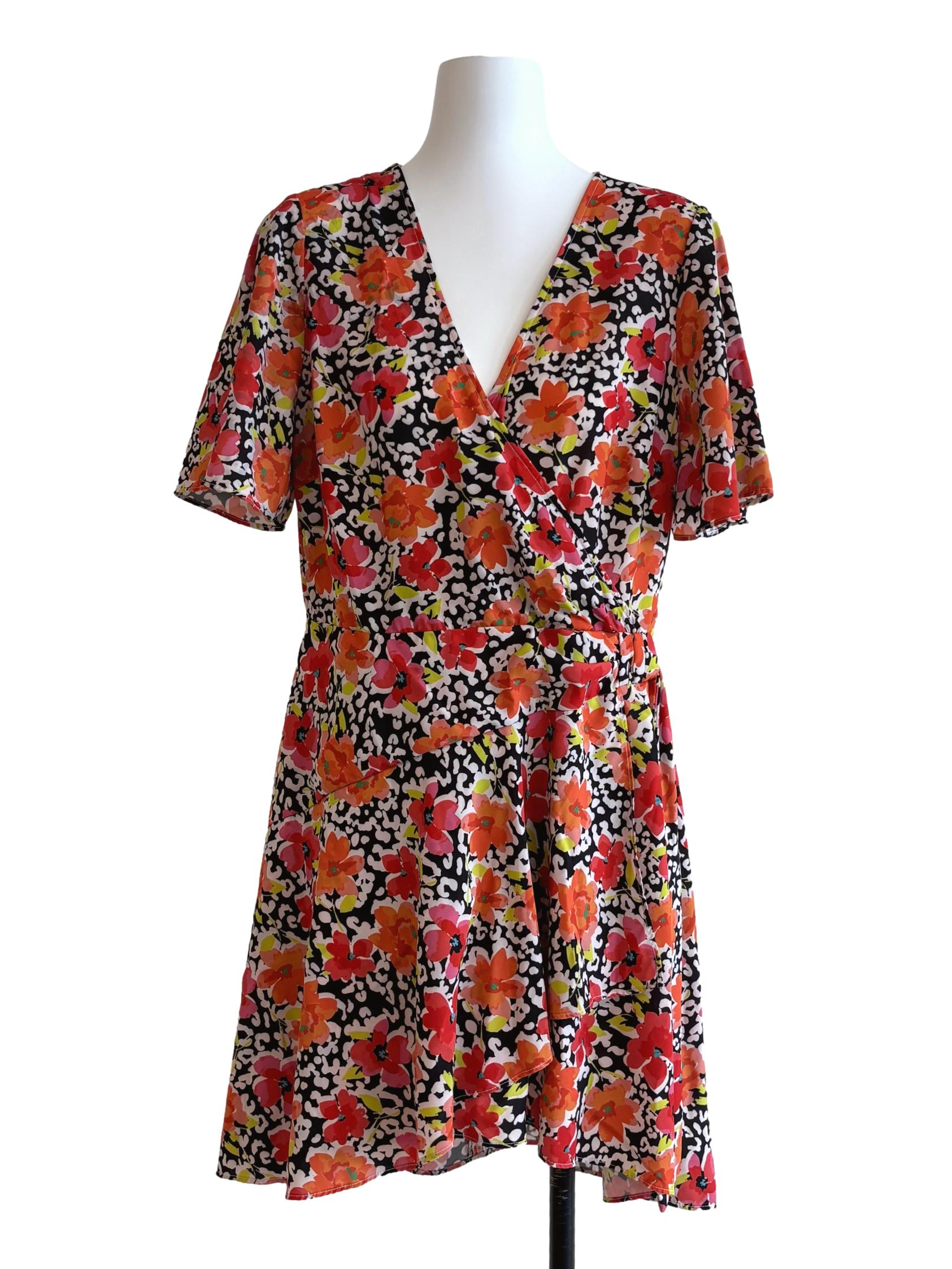 Crimson Red And Orange Mini A-Line Dress