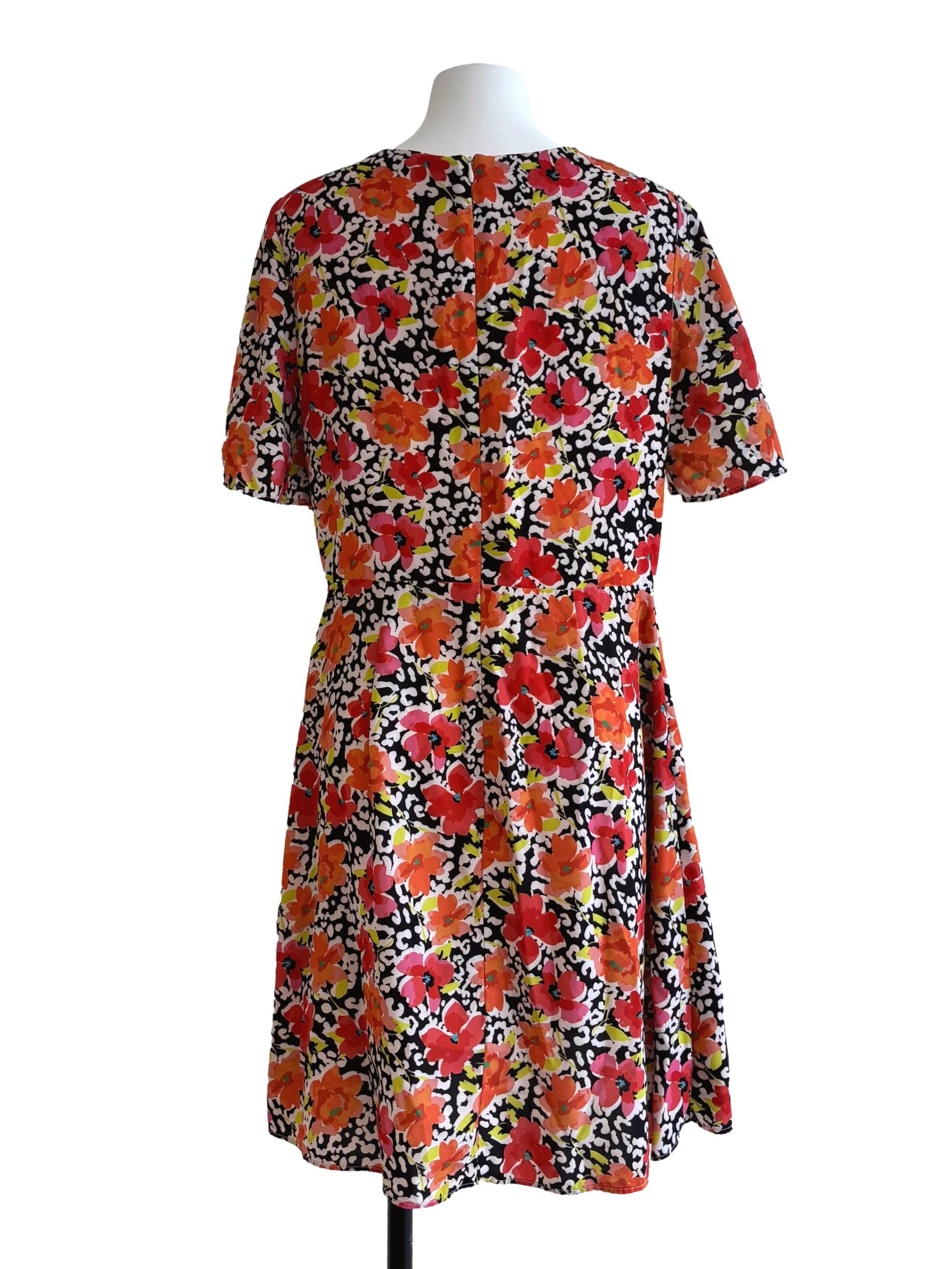 Crimson Red And Orange Mini A-Line Dress