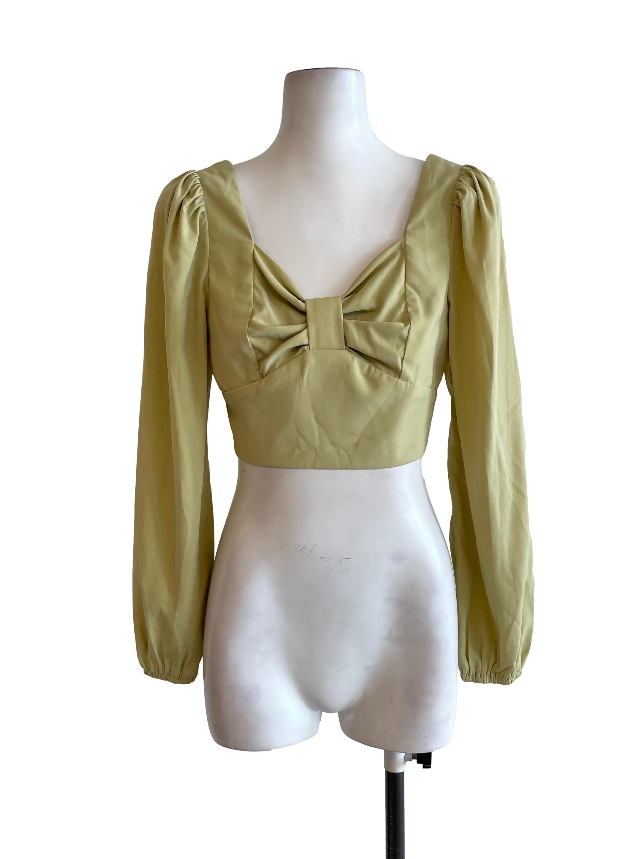 Light Green Sweetheart Cropped Top