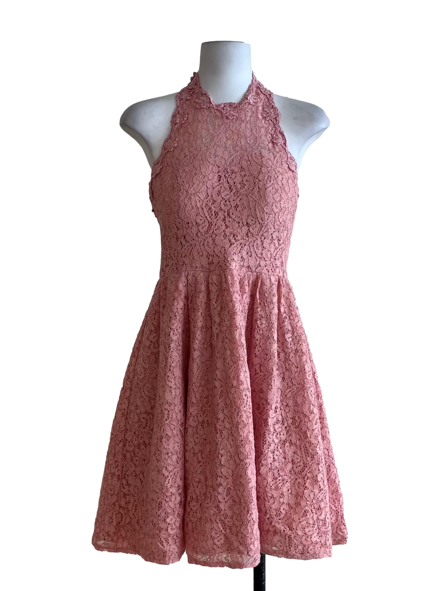 Blush Pink Lace A-Line Dress