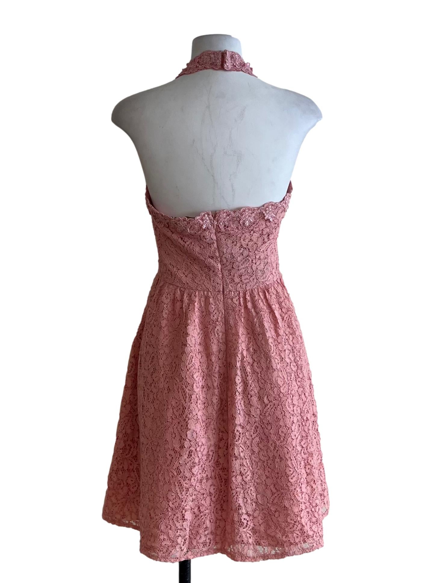 Blush Pink Lace A-Line Dress