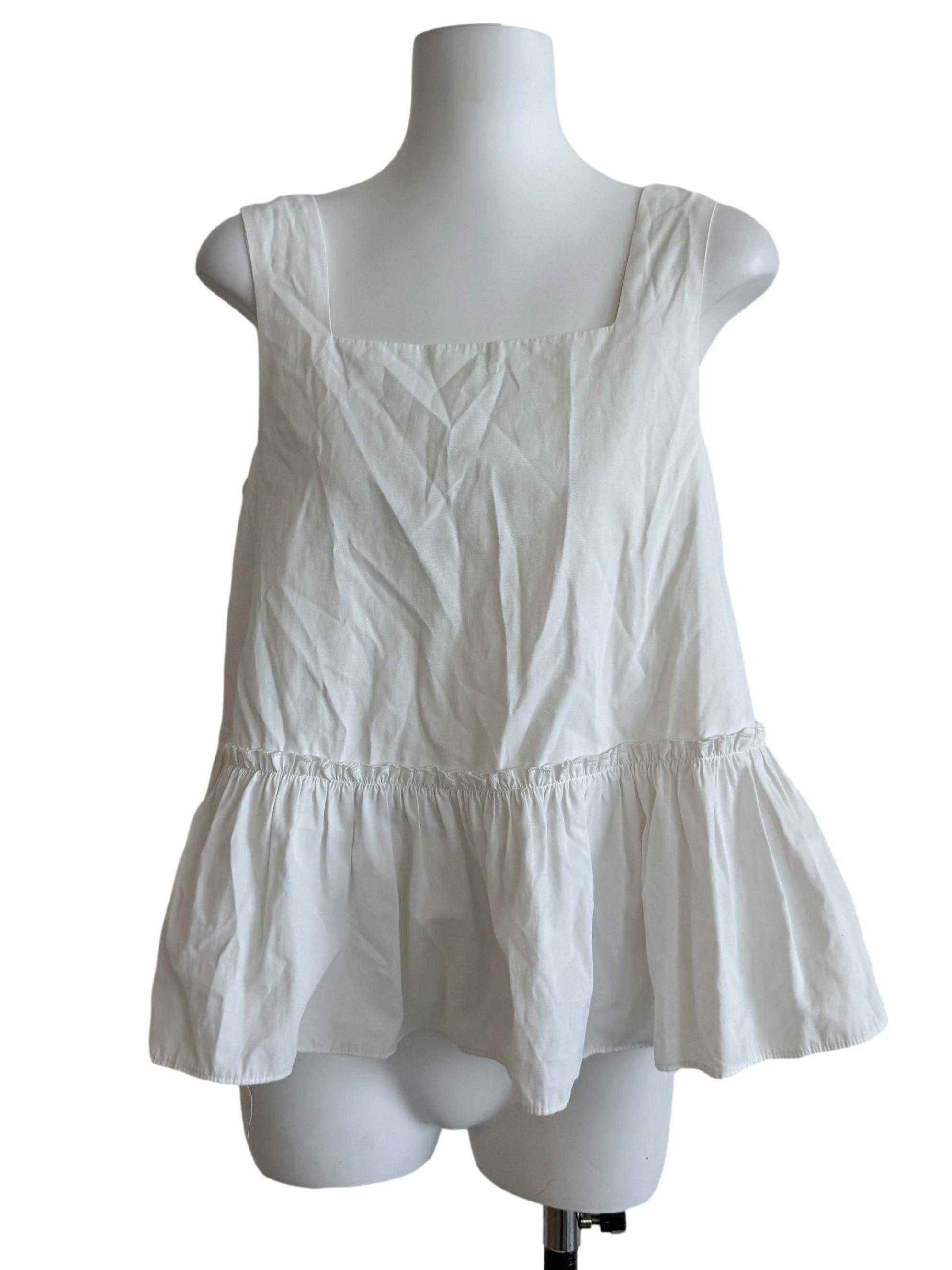 White Ruffle Sleeveless Top