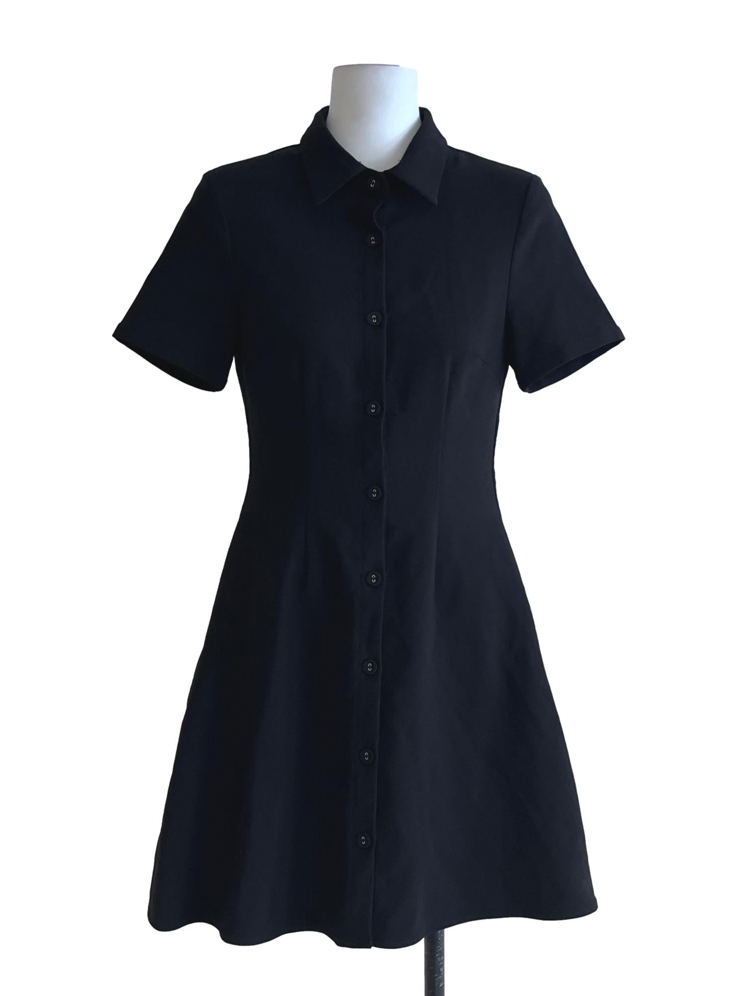 Black Wing Collar Shirt Dress