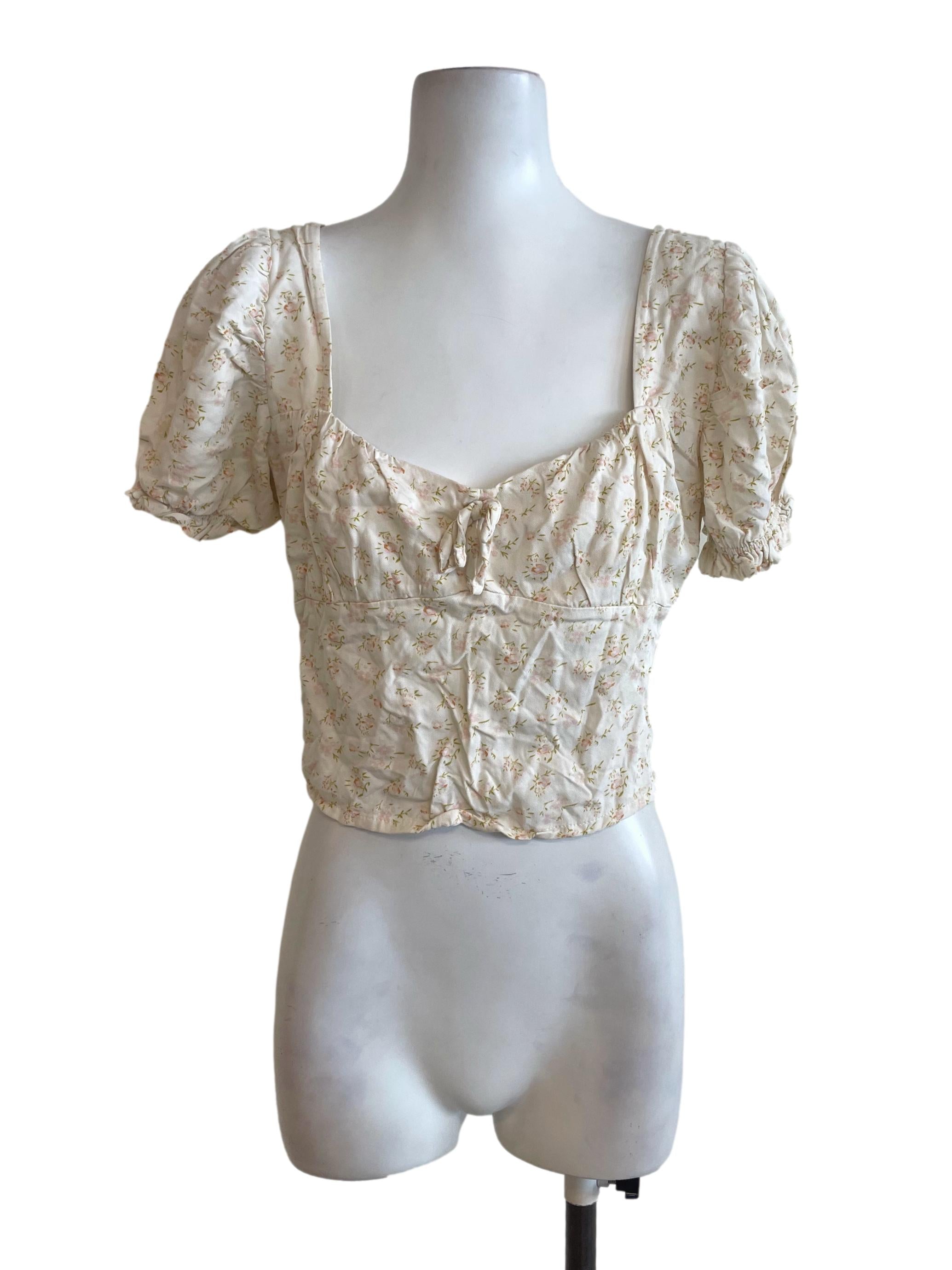 Cream Floral Top