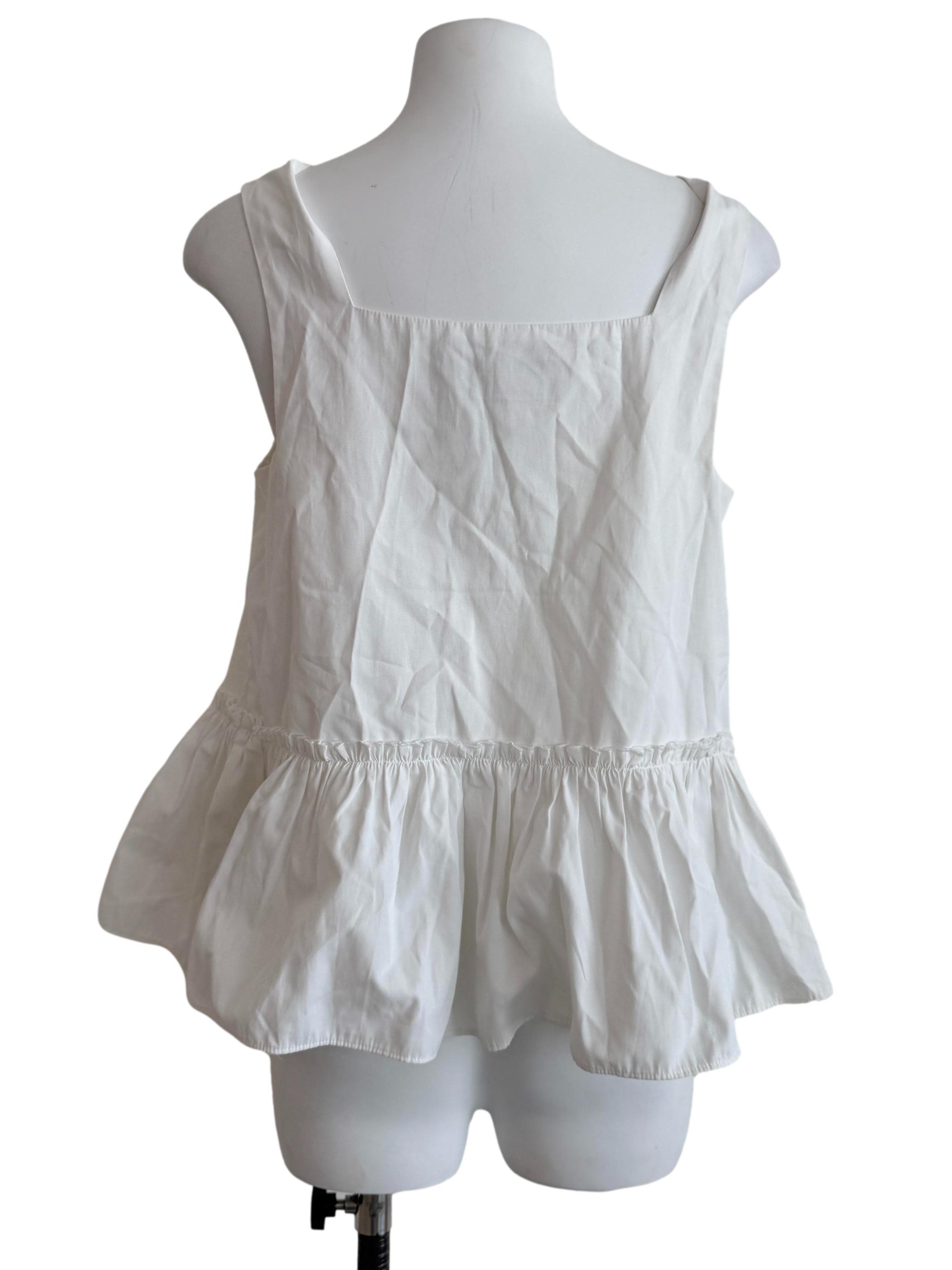 White Ruffle Sleeveless Top