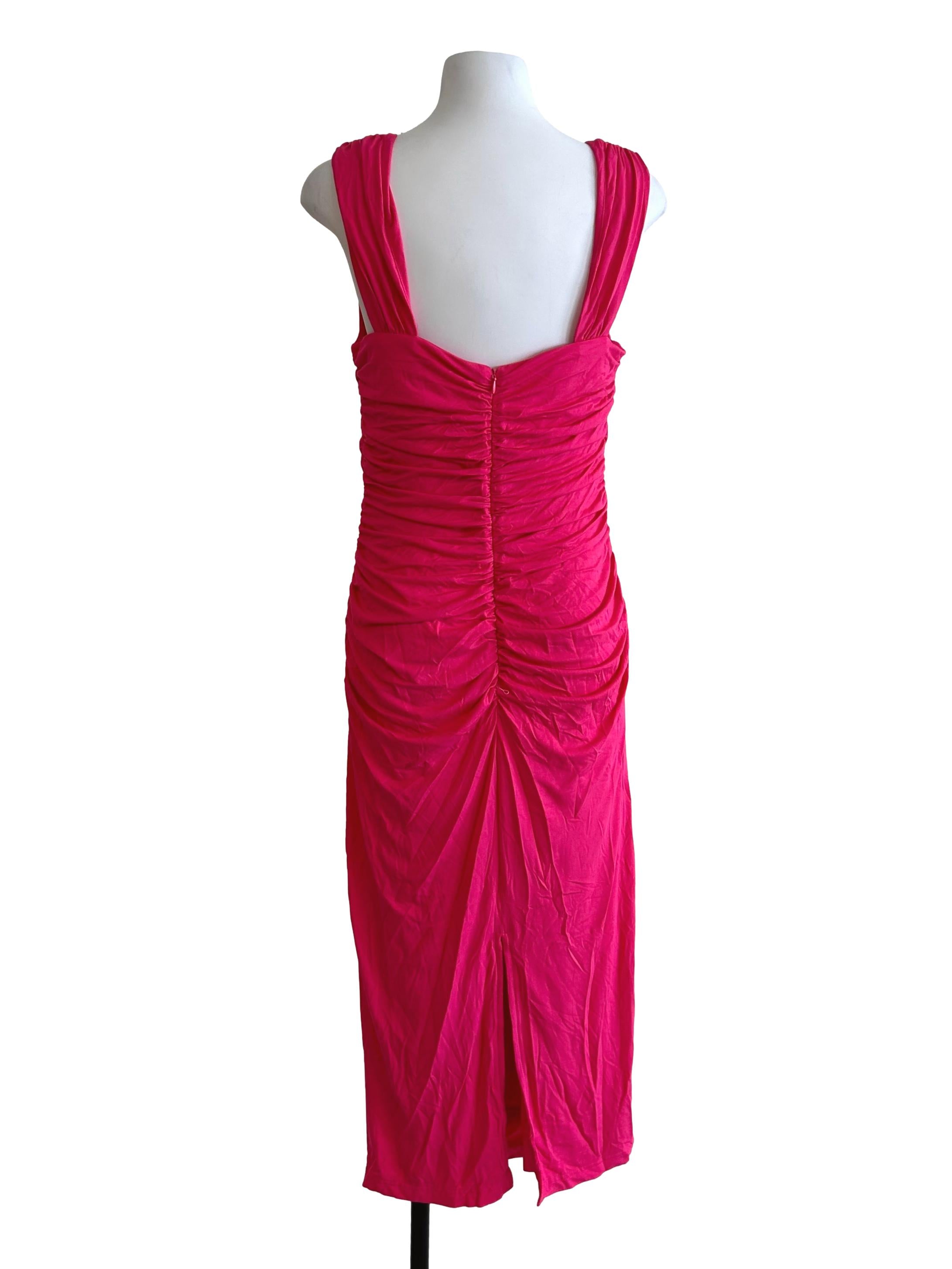 Hot Pink Ruched Bodycon Dress