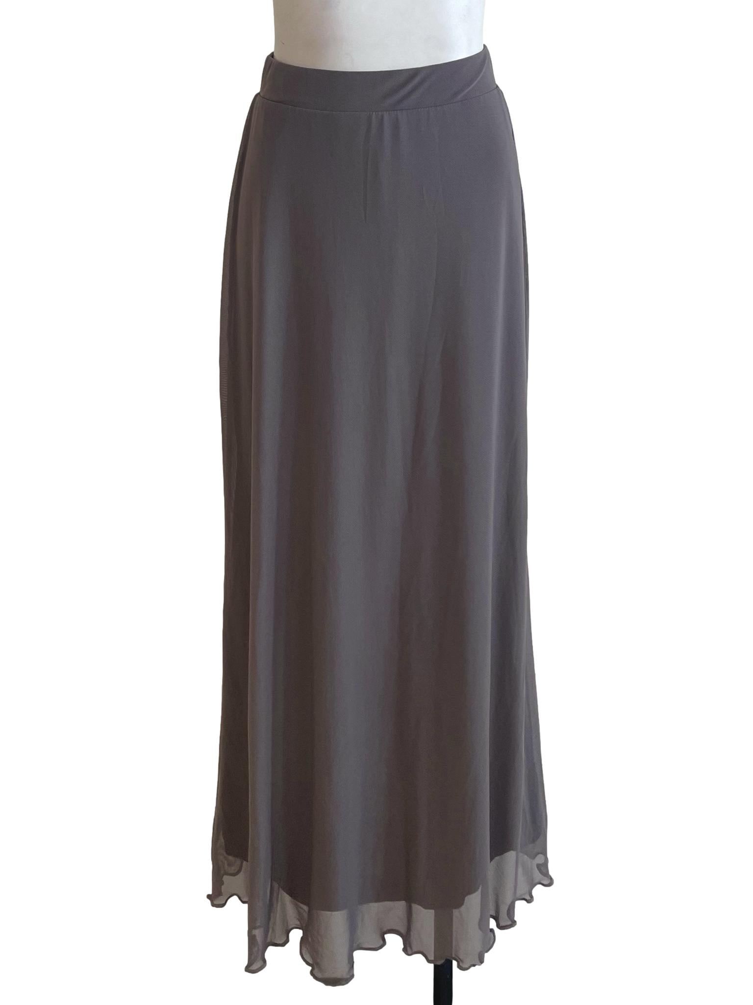 Brownish Grey Flowy Skirt YHF