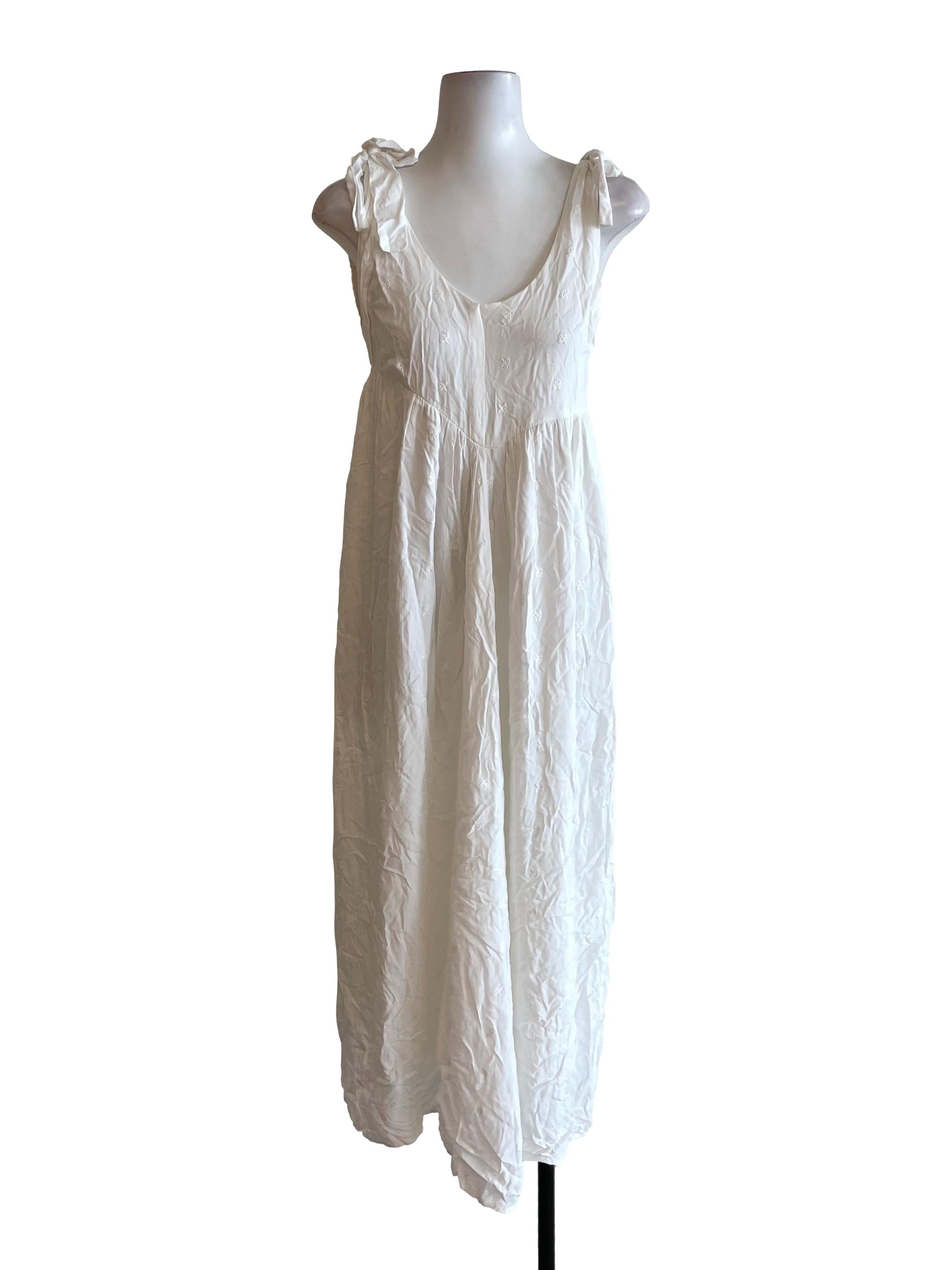 Daisy White Hollow Tie Bow Tent Dress