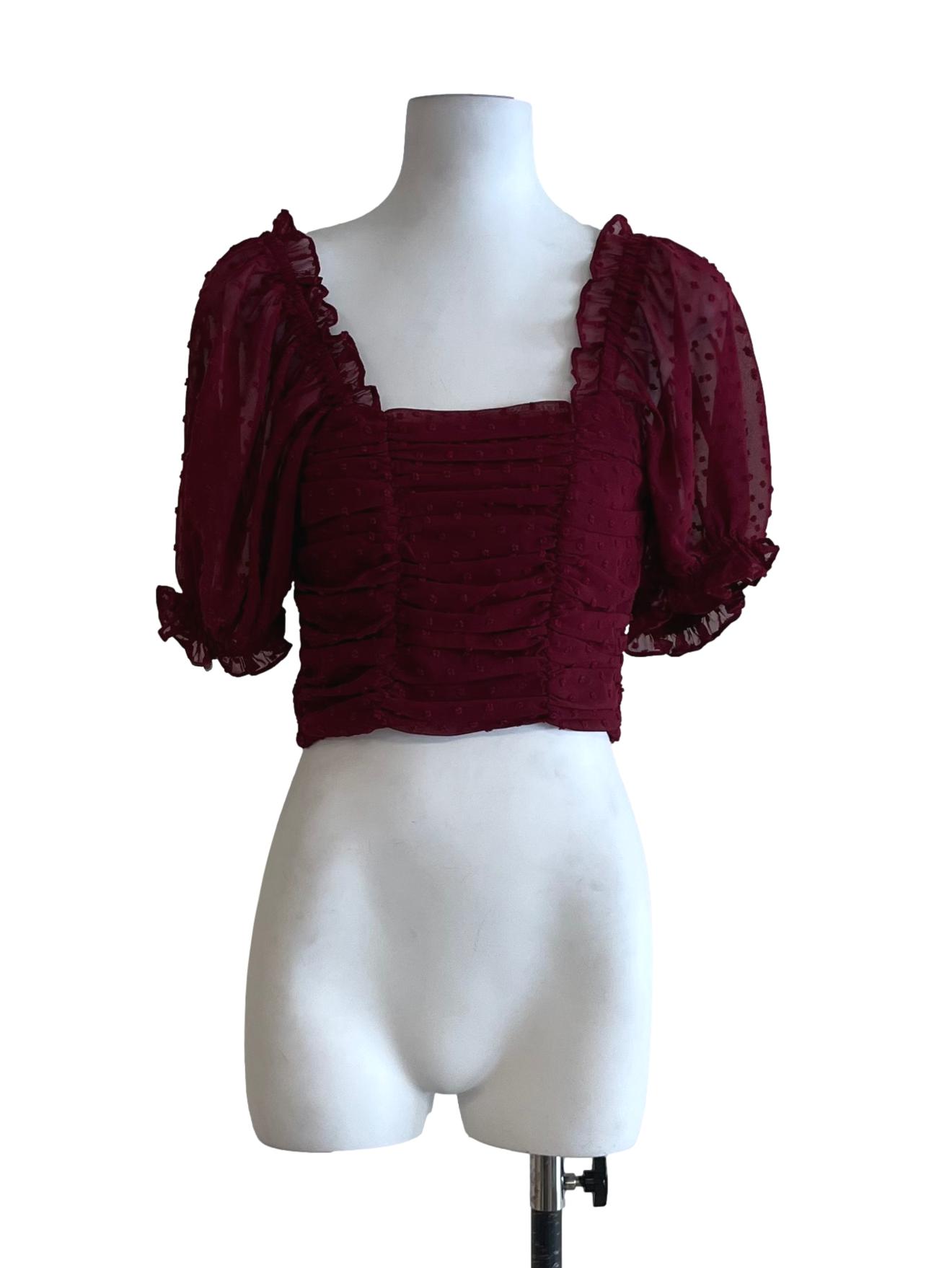 Blood Red Square Neckline Blouse