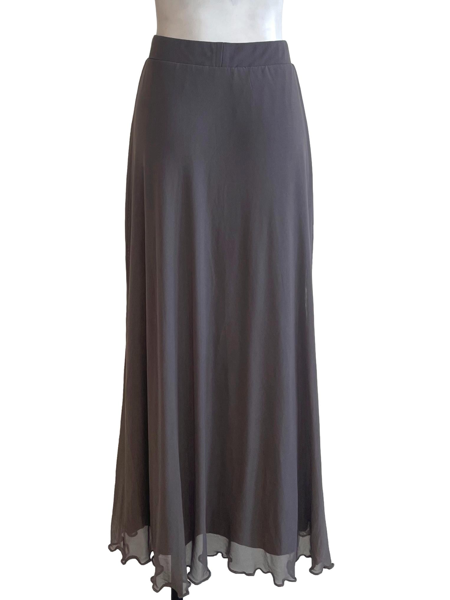 Brownish Grey Flowy Skirt YHF