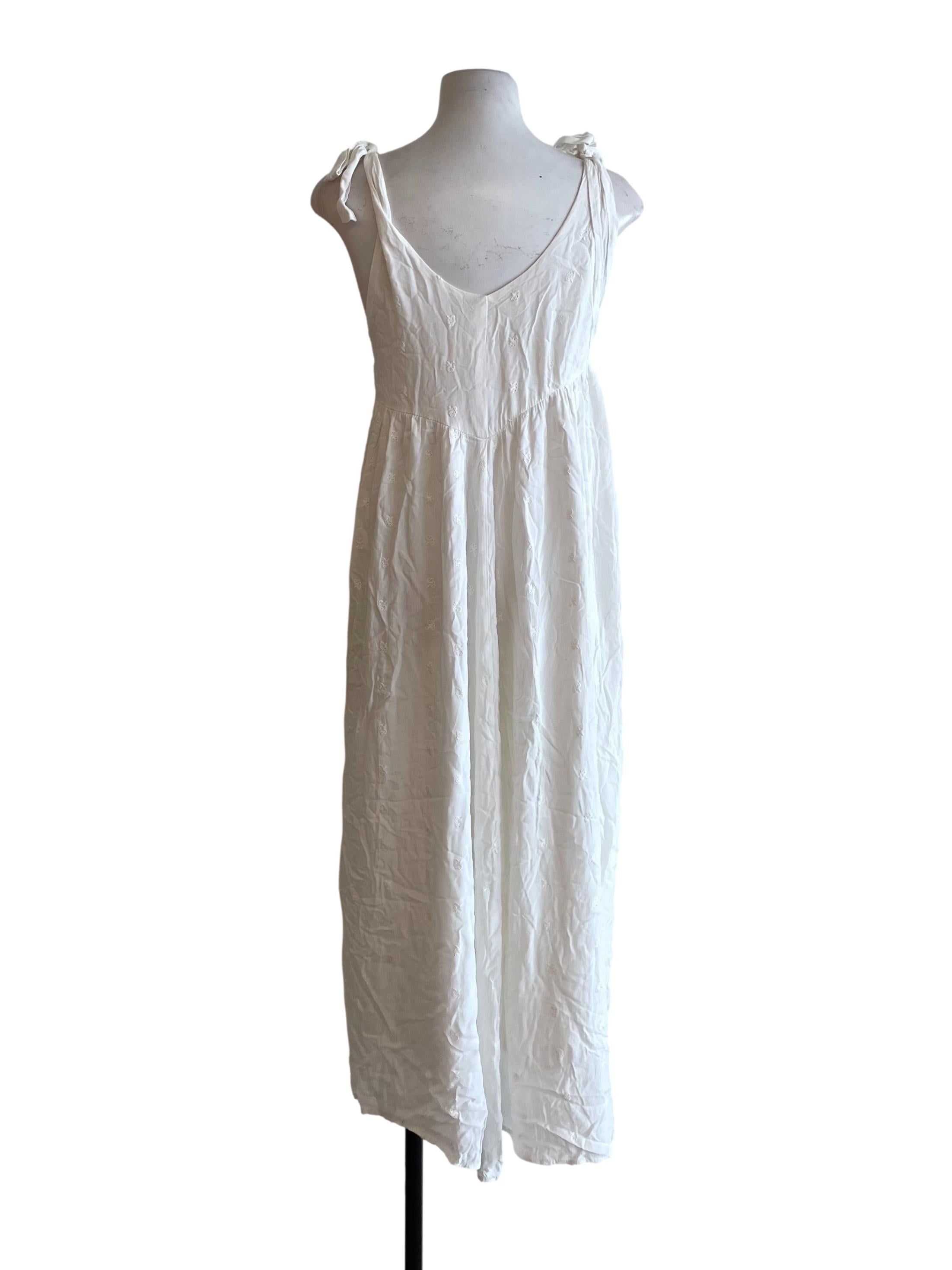 Daisy White Hollow Tie Bow Tent Dress