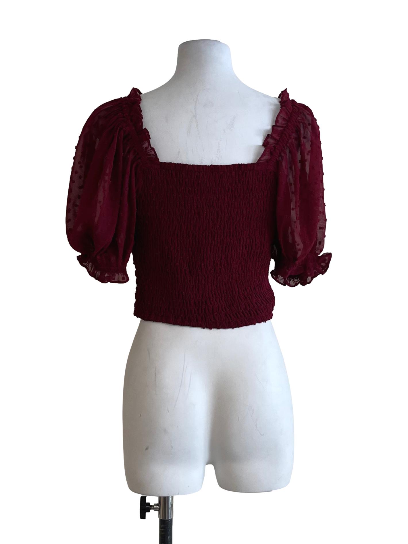 Blood Red Square Neckline Blouse