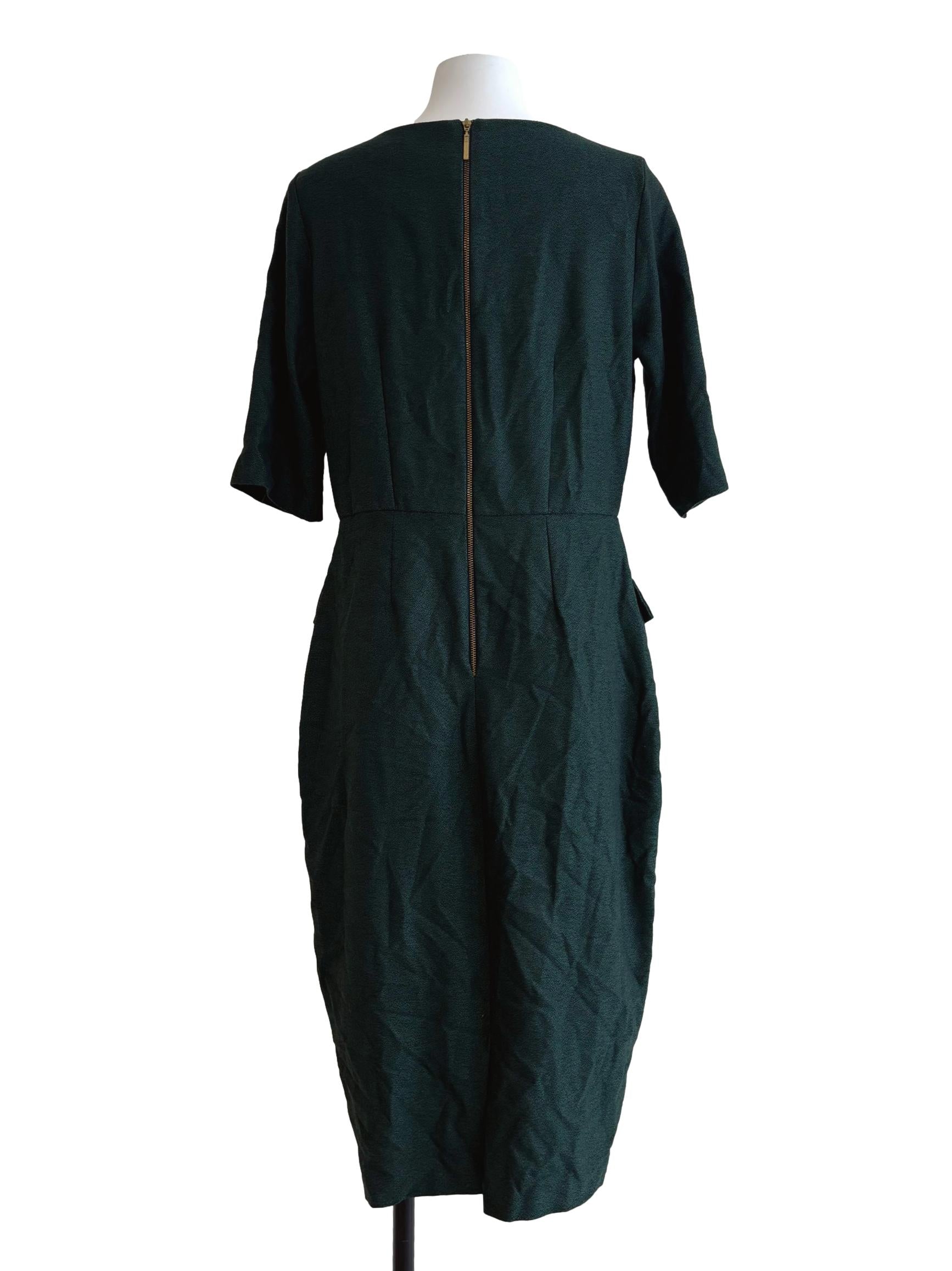 Pine Green Plain Pencil Dress