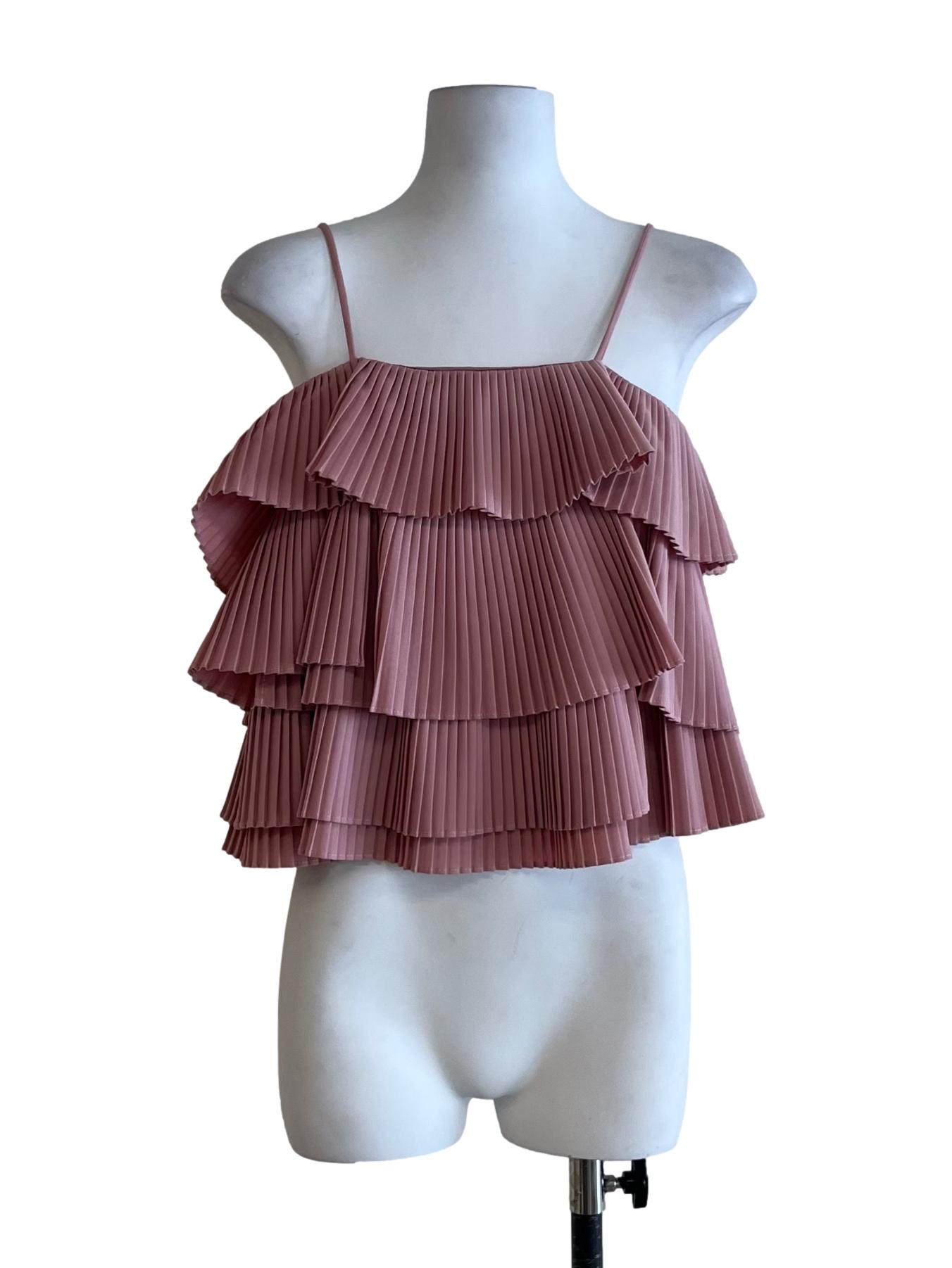 Rose Pink Pleated Sleeveless Top