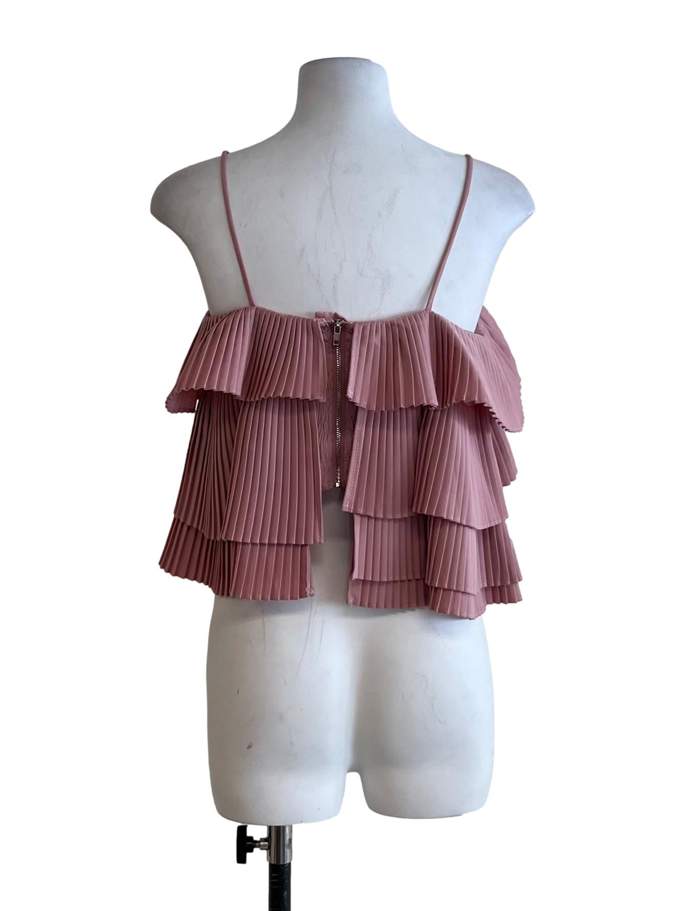 Rose Pink Pleated Sleeveless Top
