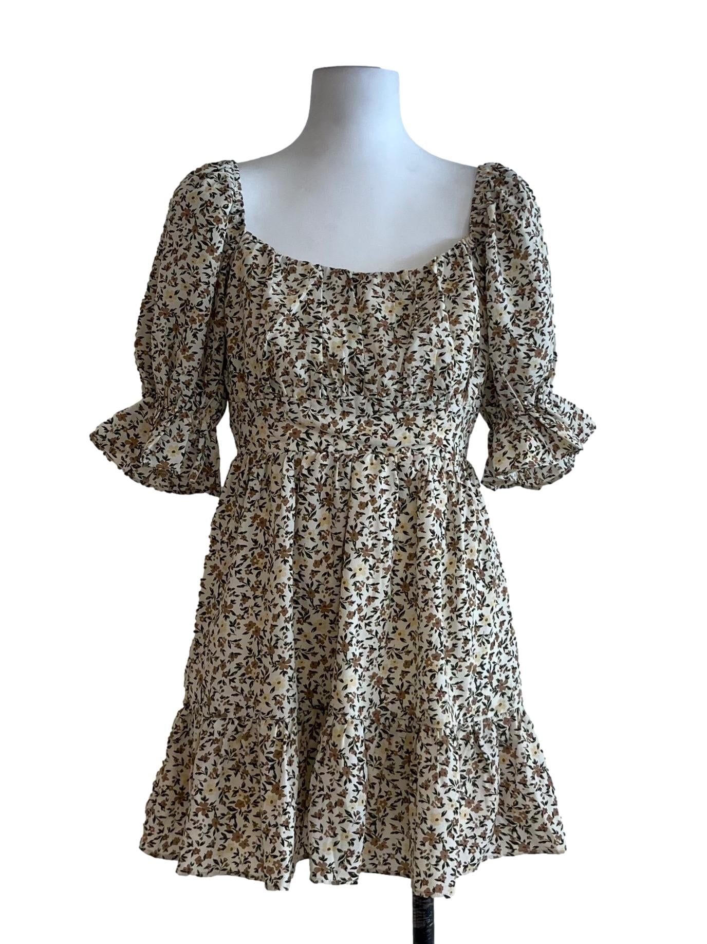 Buttermilk Yellow Floral Empire Dress