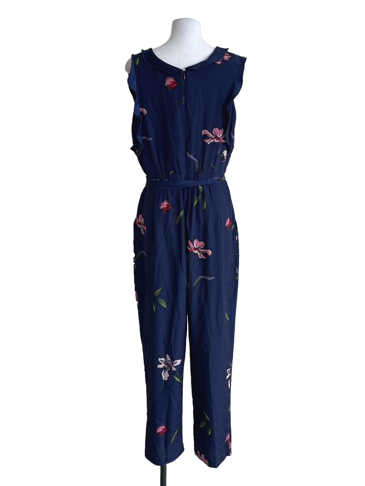 Indigo Blue Floral Sleeveless Jumpsuit