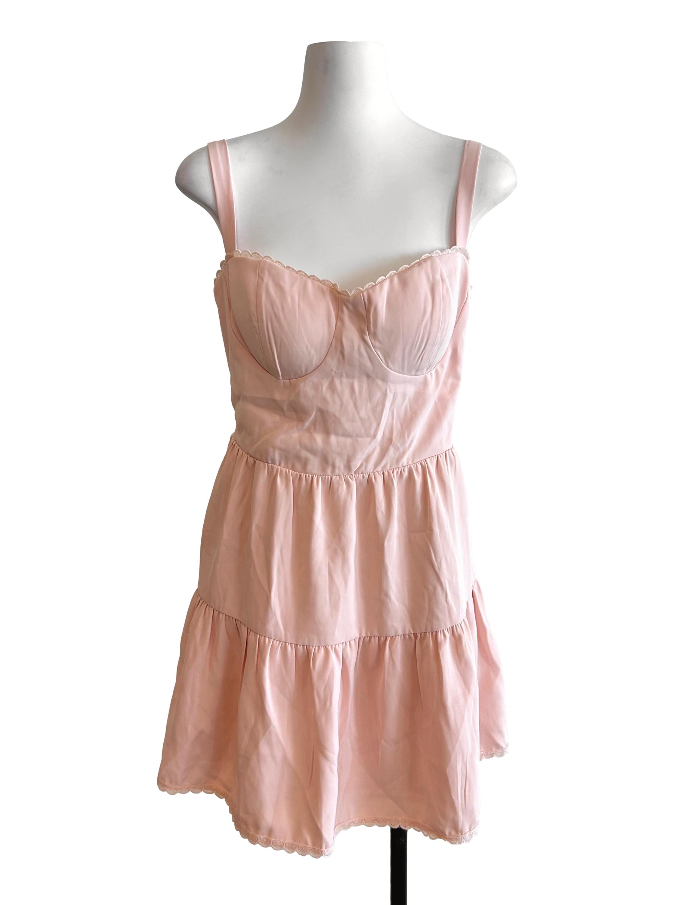 Lemonade Pink Tie Back Ruffled Dress
