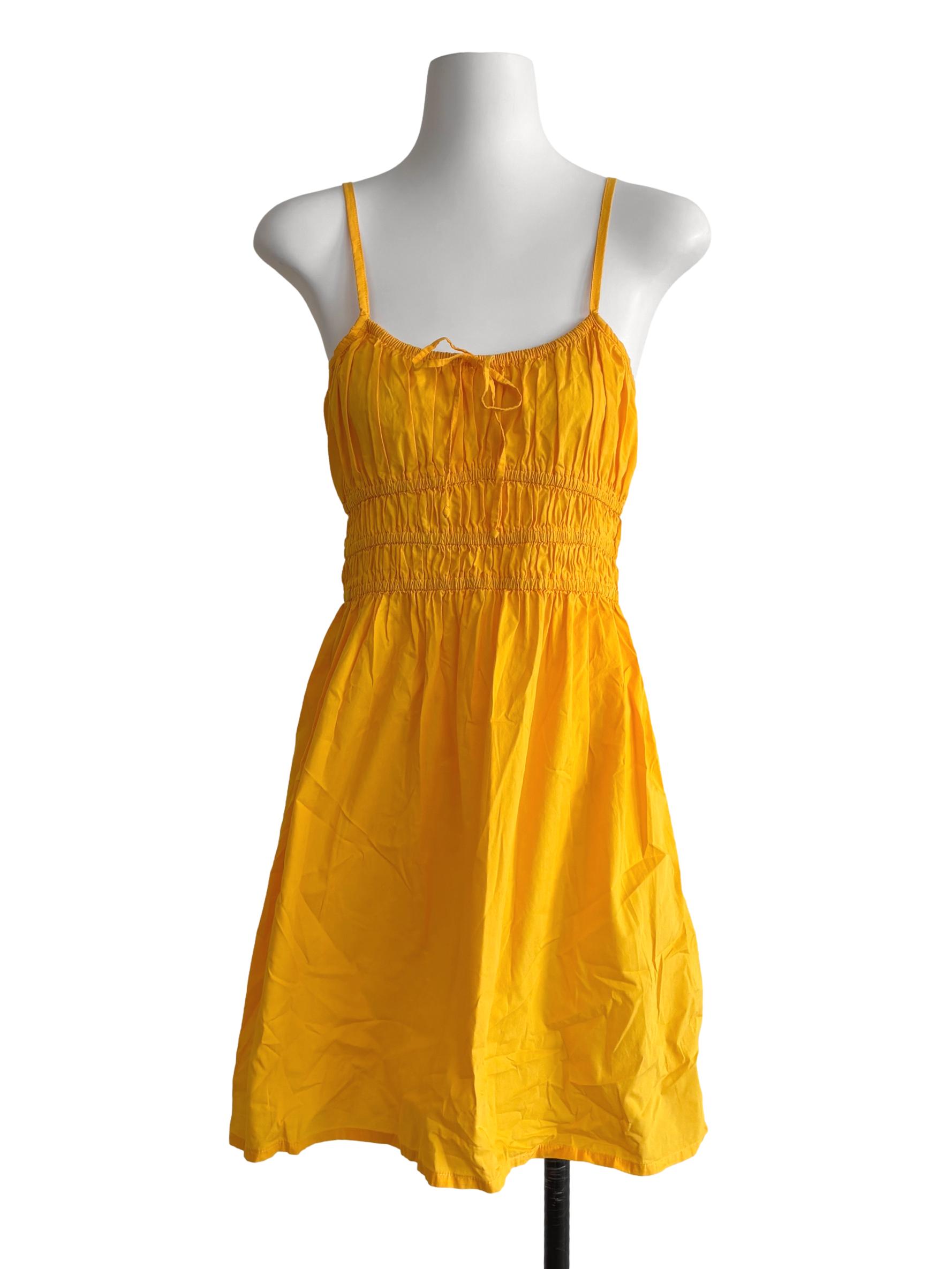 Honey Yellow Smocked Mini Dress