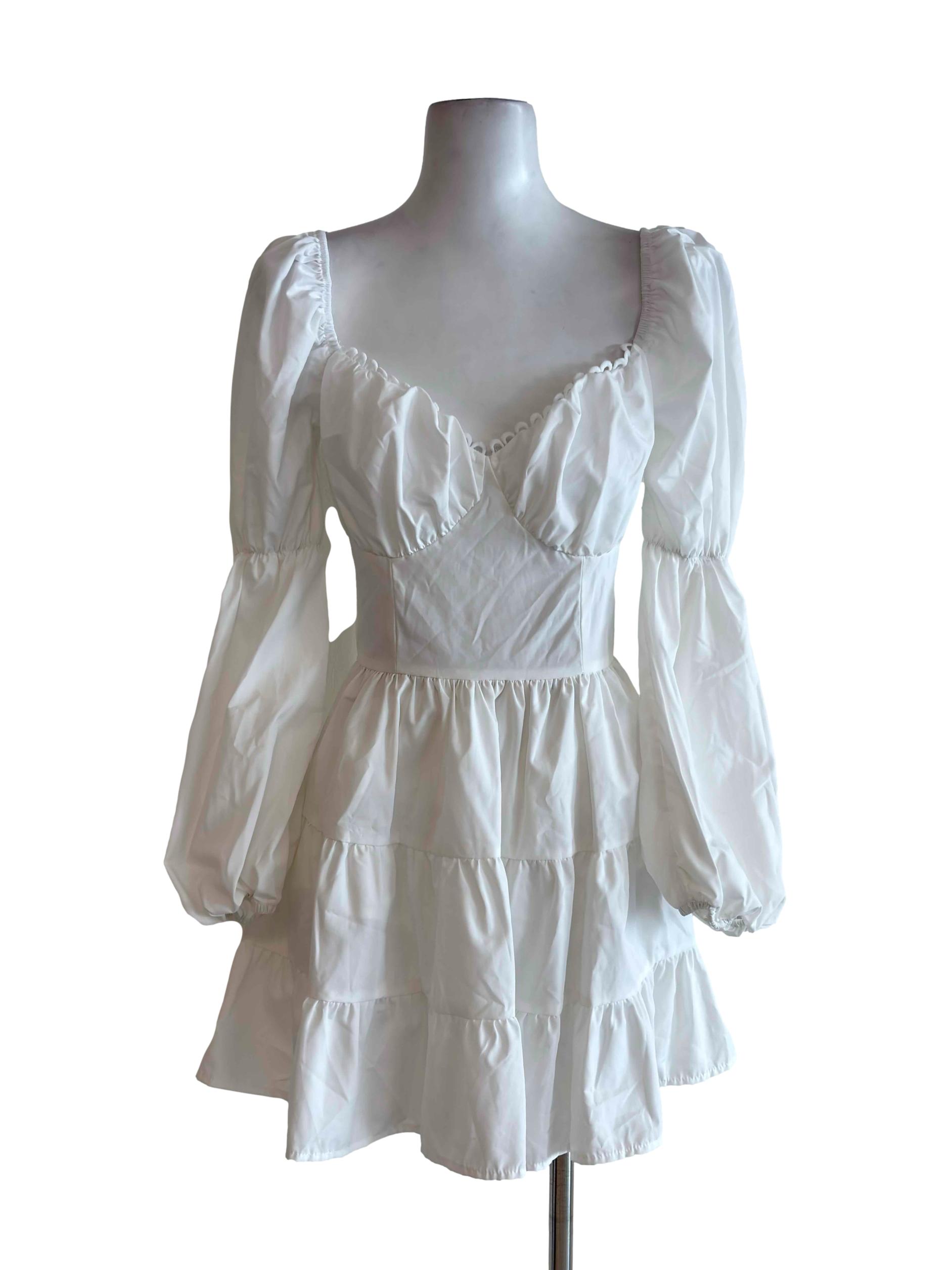 White Low Back Tiered Mini Dress