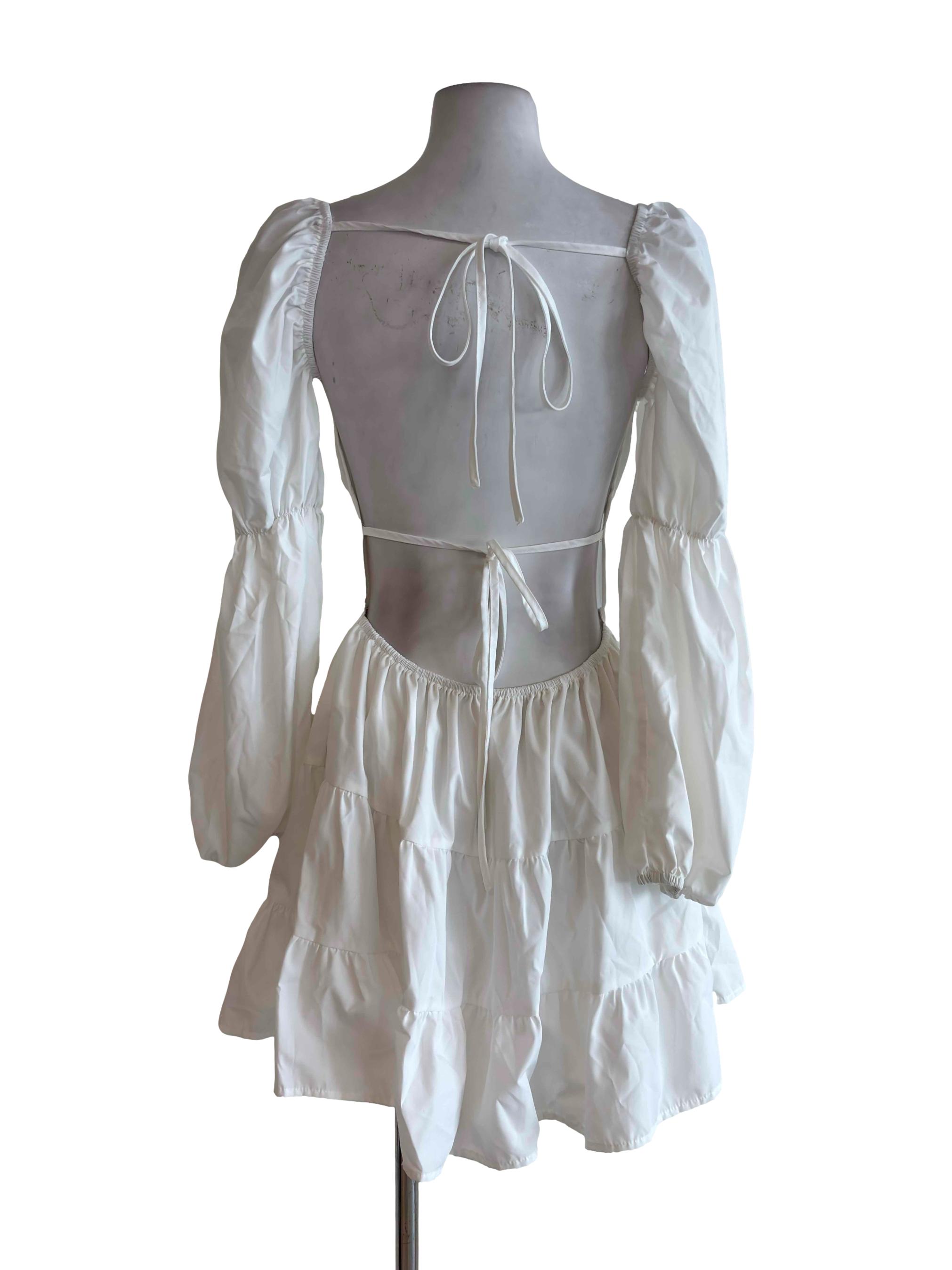White Low Back Tiered Mini Dress