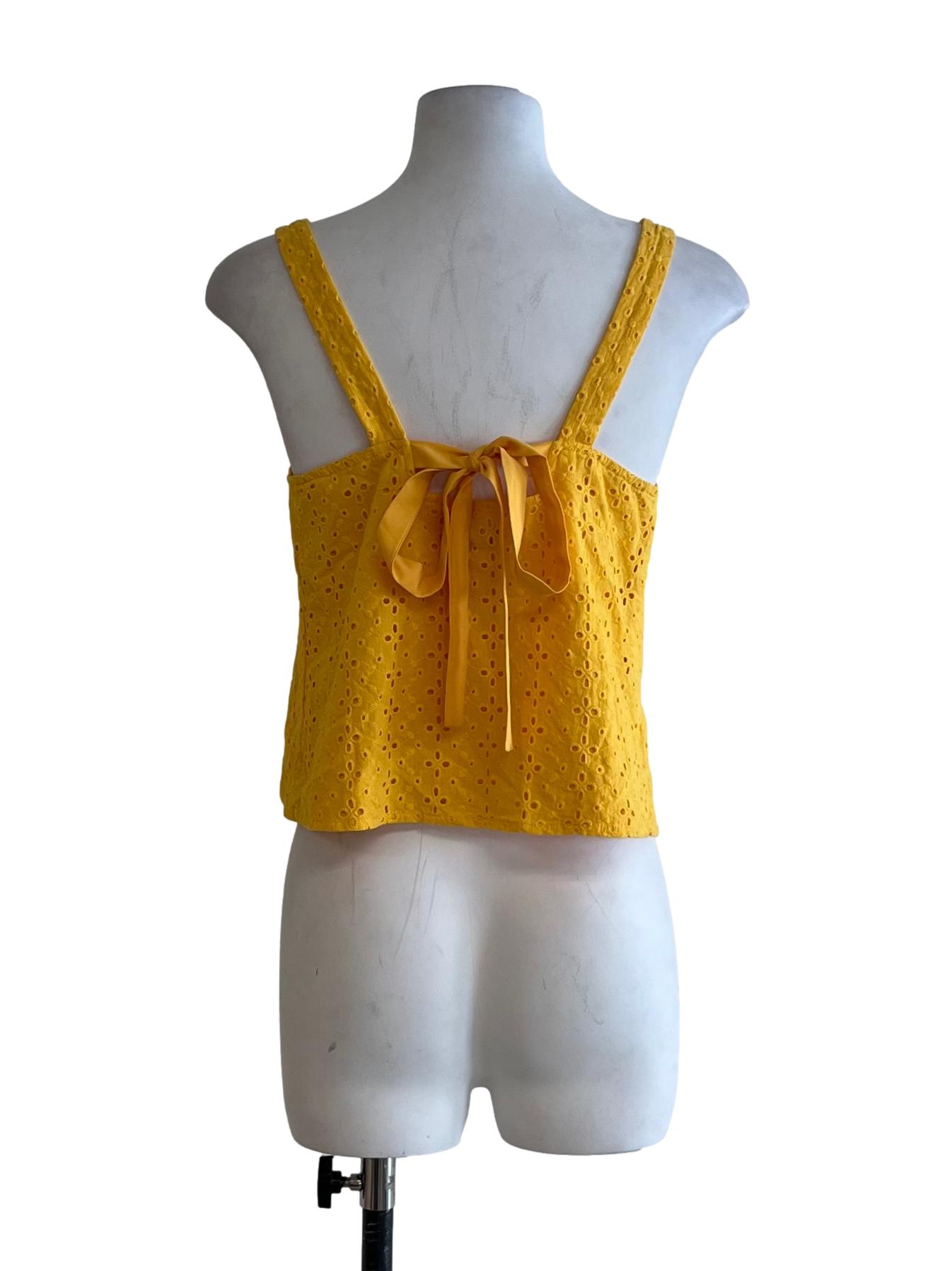 Canary Yellow Square Neckline Sleeveless Top