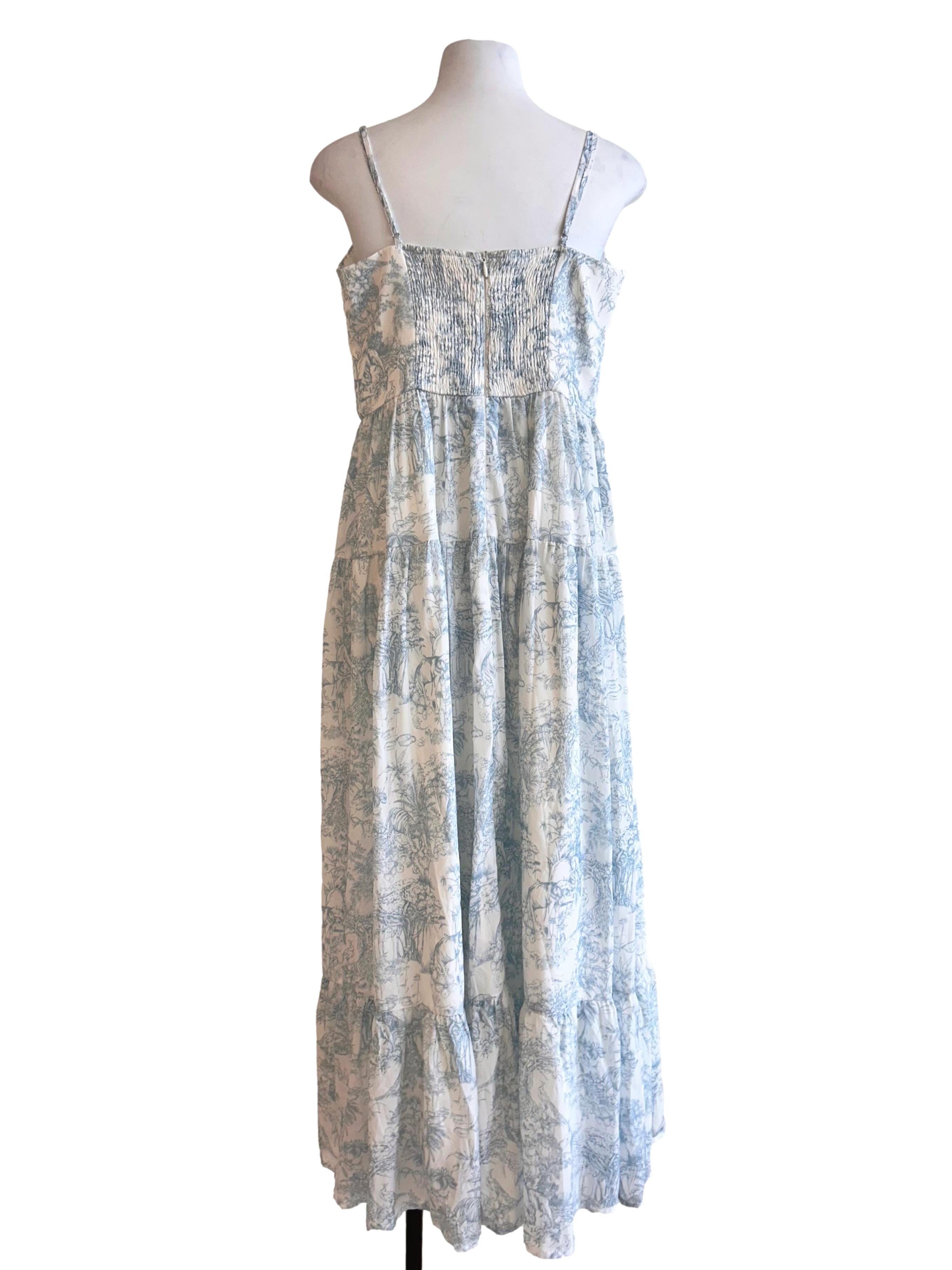 White Blue Prints Sweetheart Dress