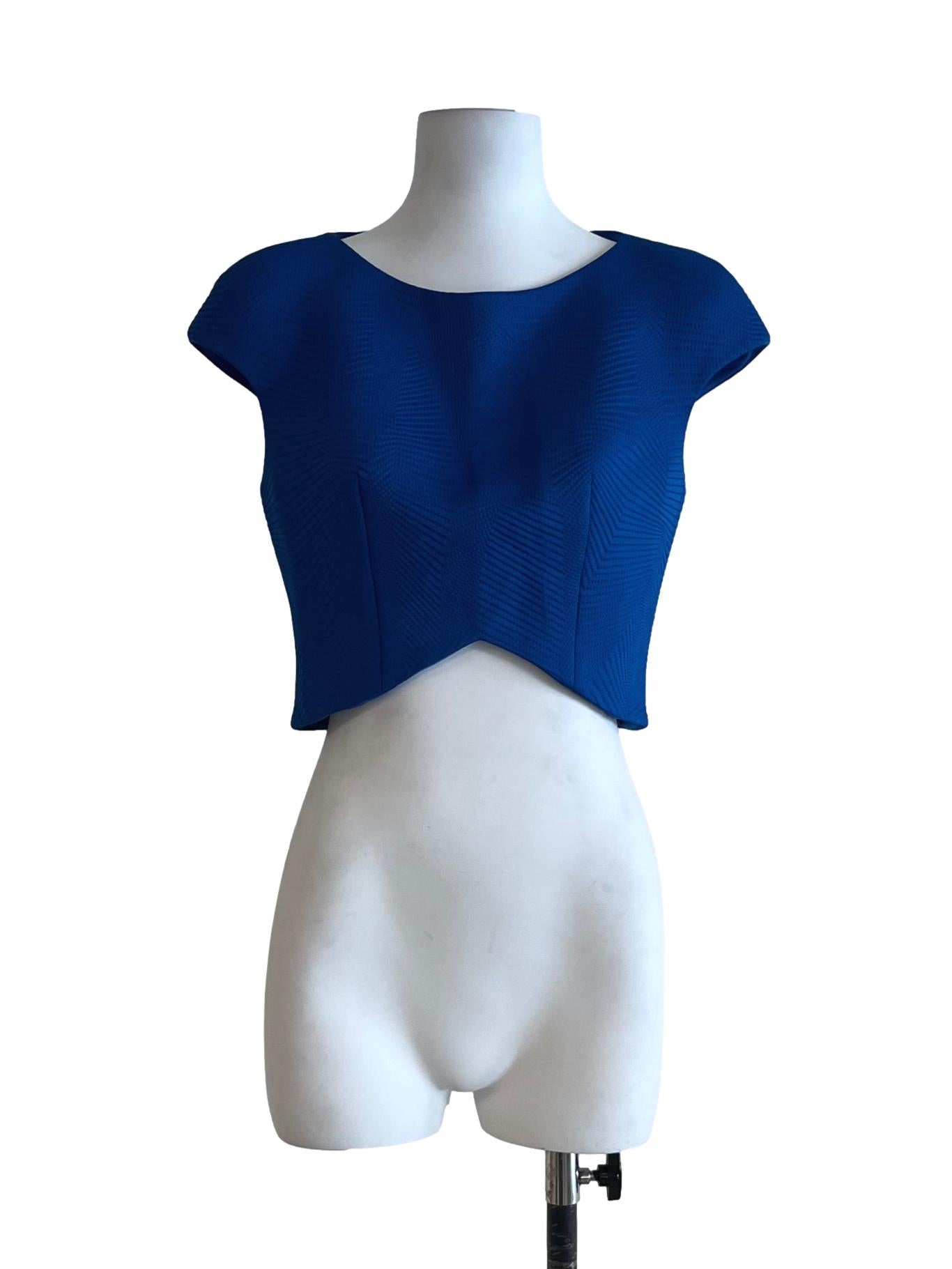 Azure Blue Jewel Neckline Sleeveless Top
