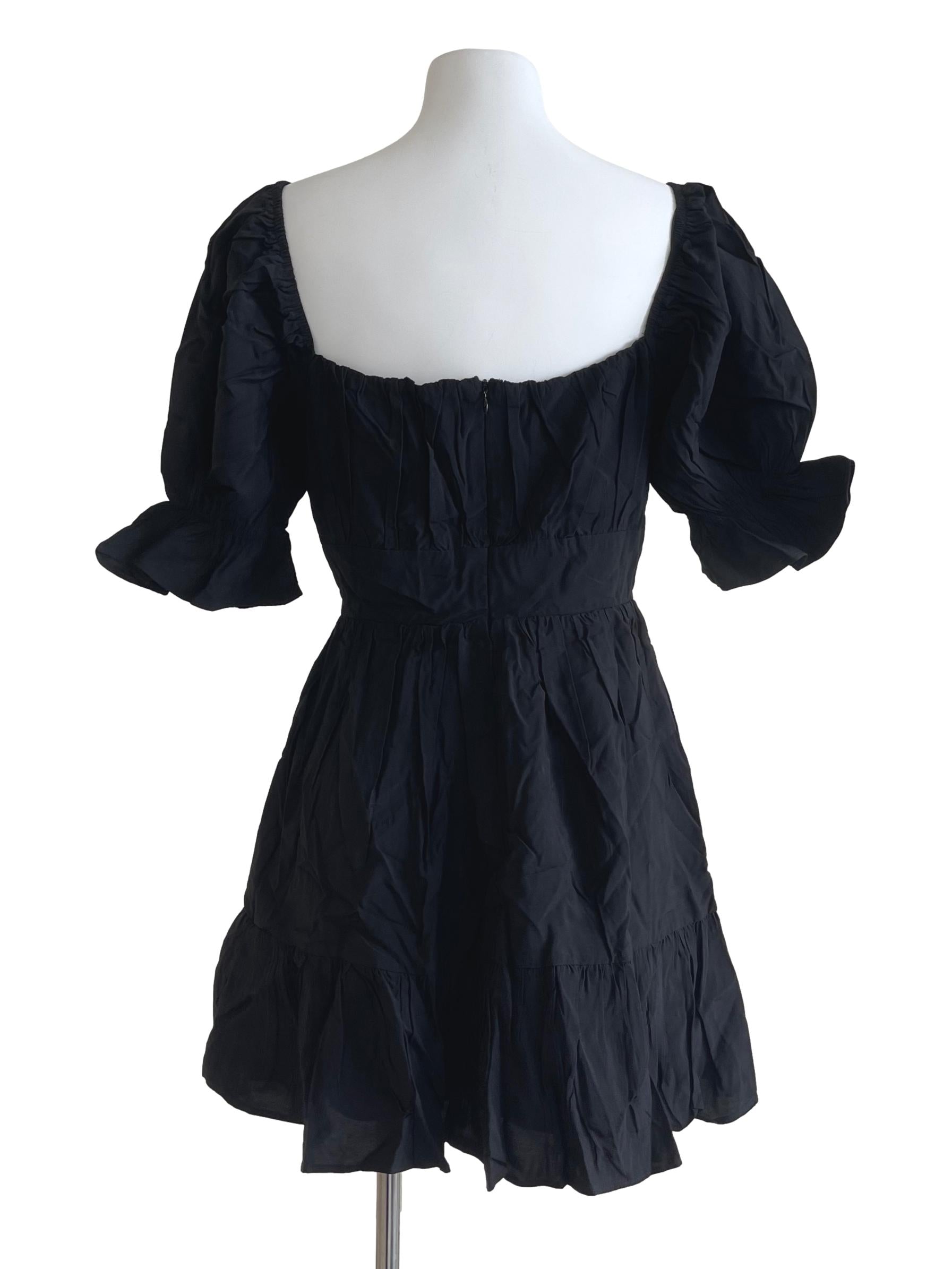 Black Puffed Mini Dress YHF
