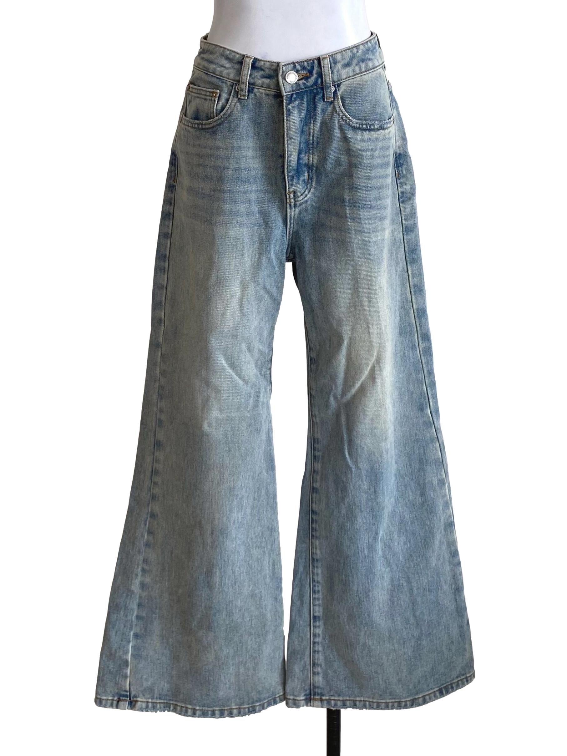 Light Cool Denim Blue Flare Jeans YHF