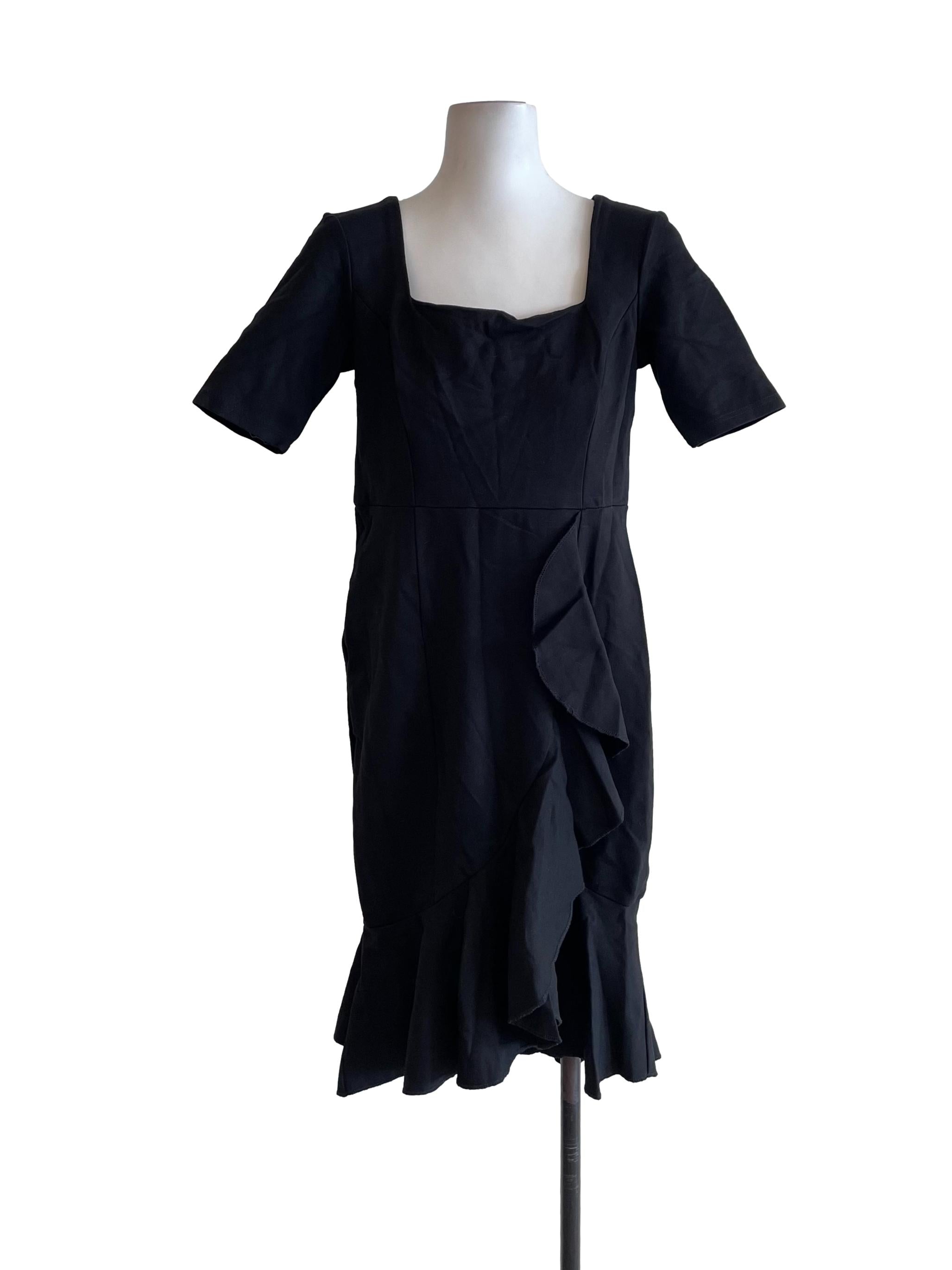 Black Ruffled Bias Dress