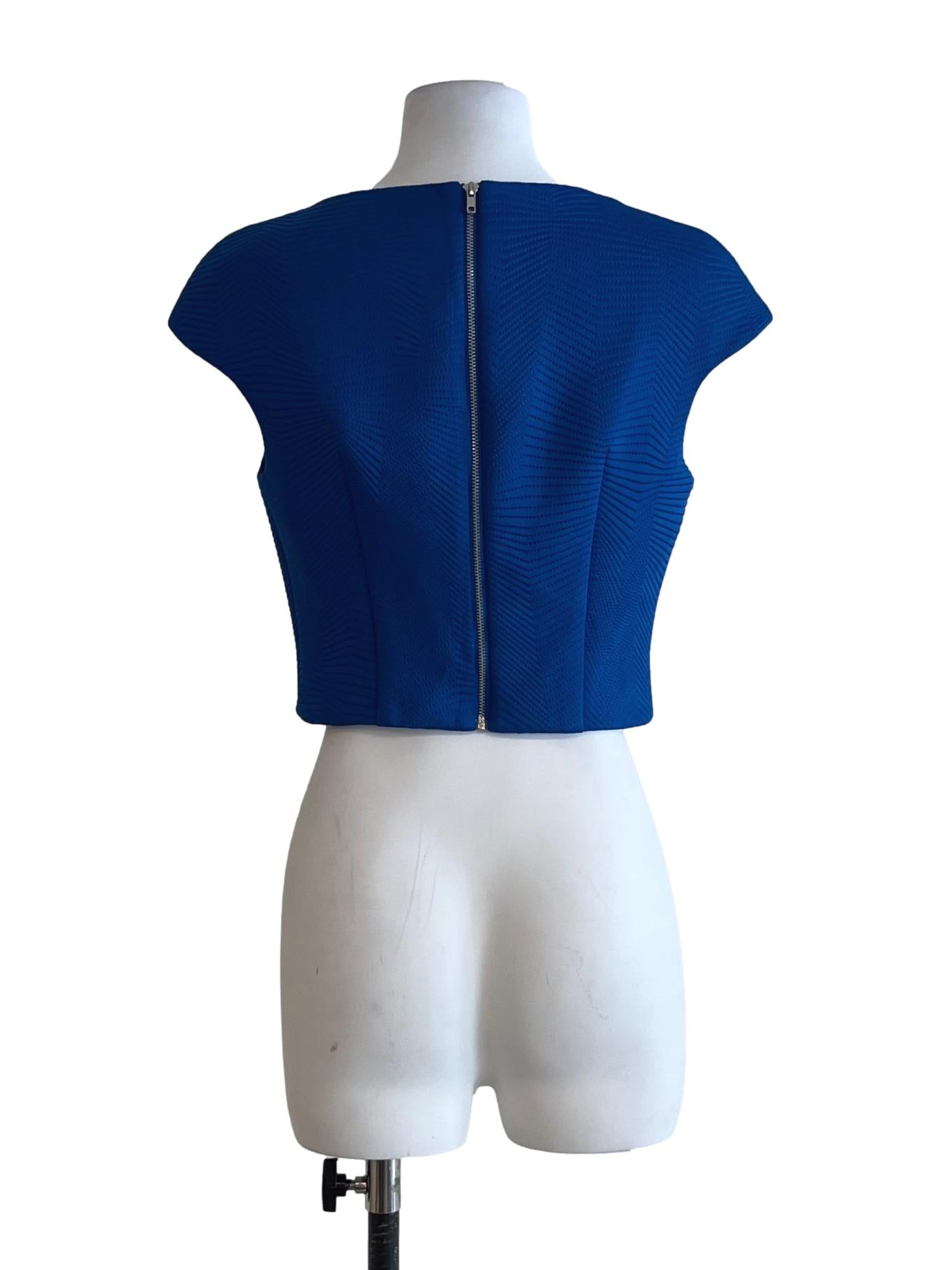 Azure Blue Jewel Neckline Sleeveless Top