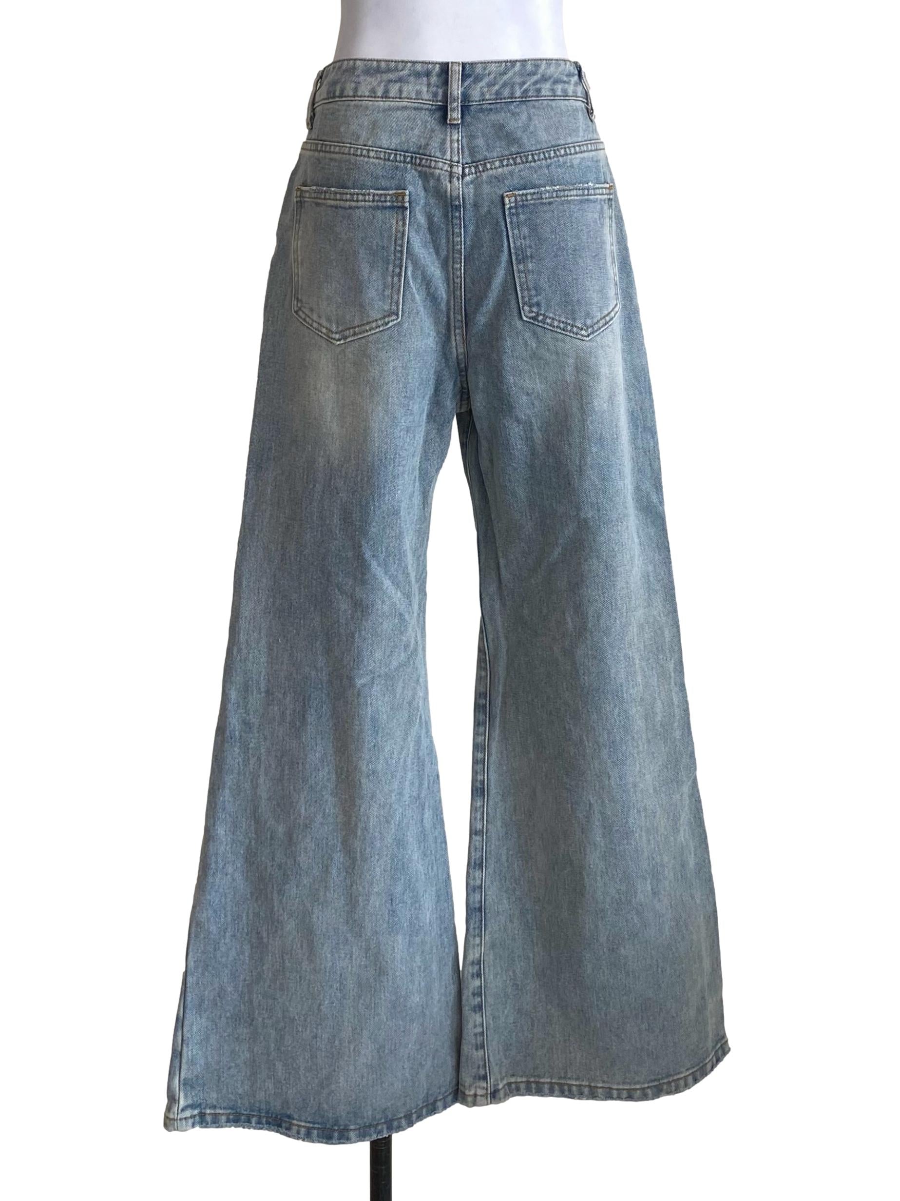 Light Cool Denim Blue Flare Jeans YHF
