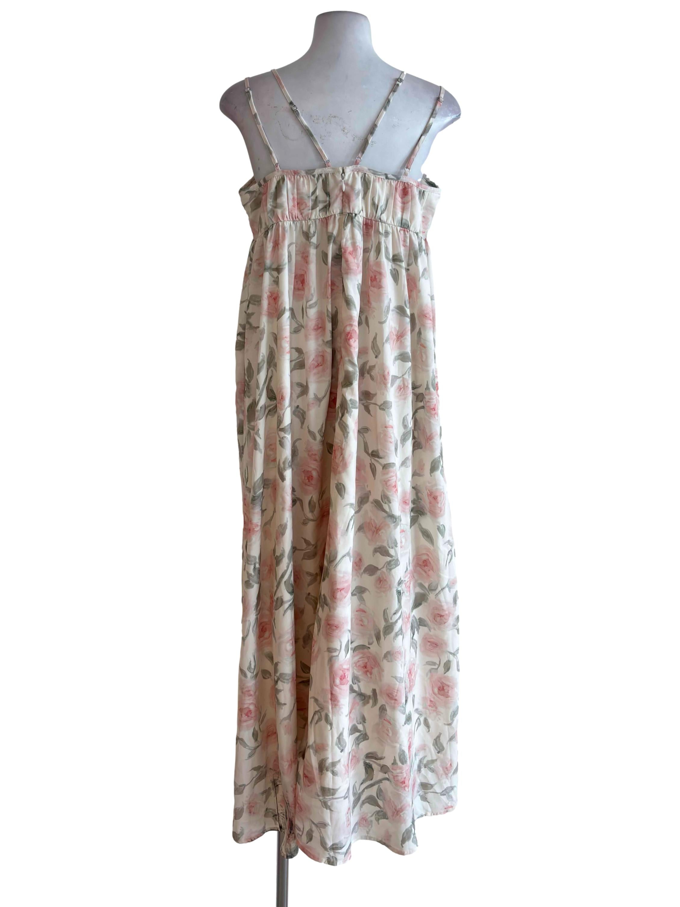 Cream Floral Double Strap Maxi Dress