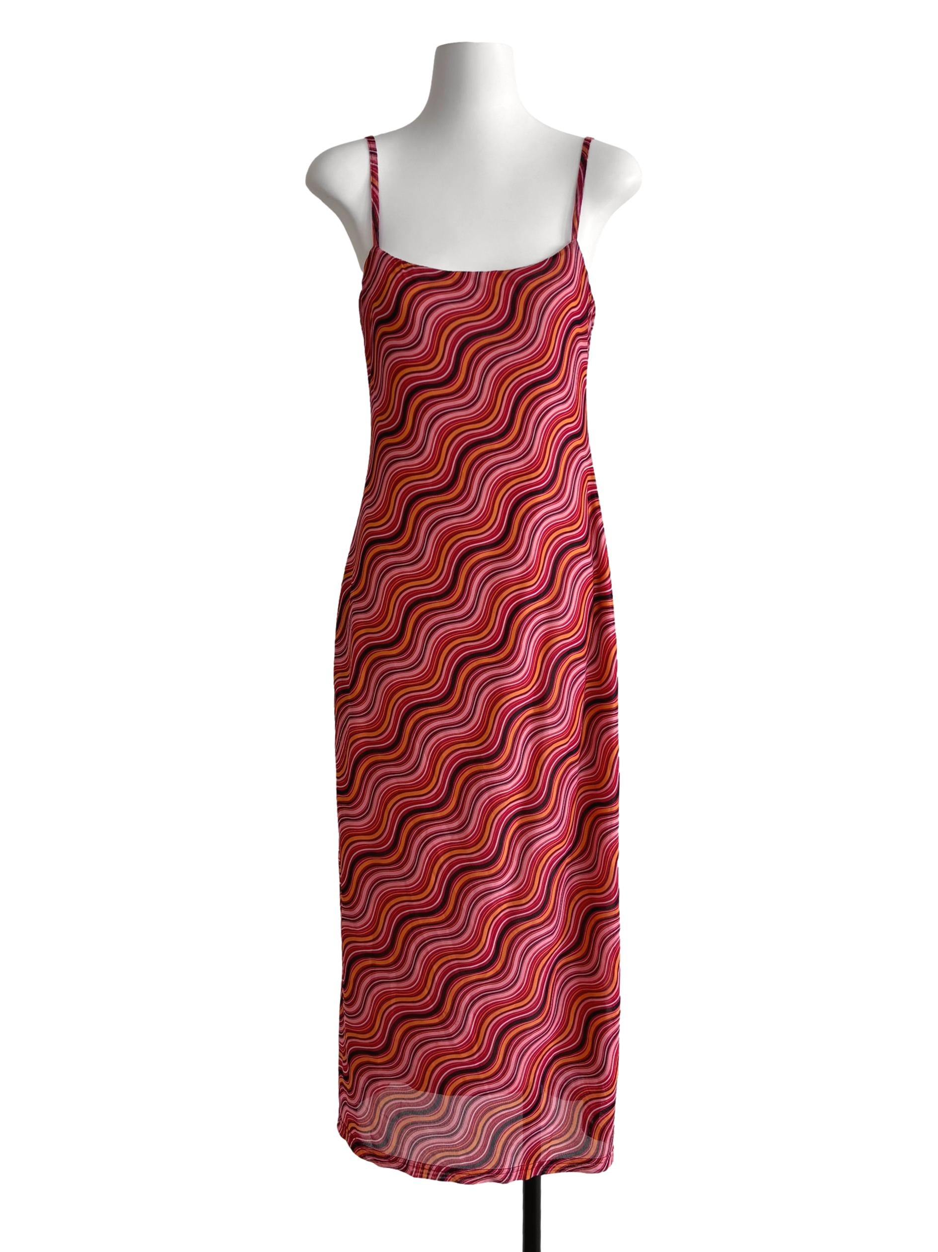 Candy Red Patterned Slip Dress