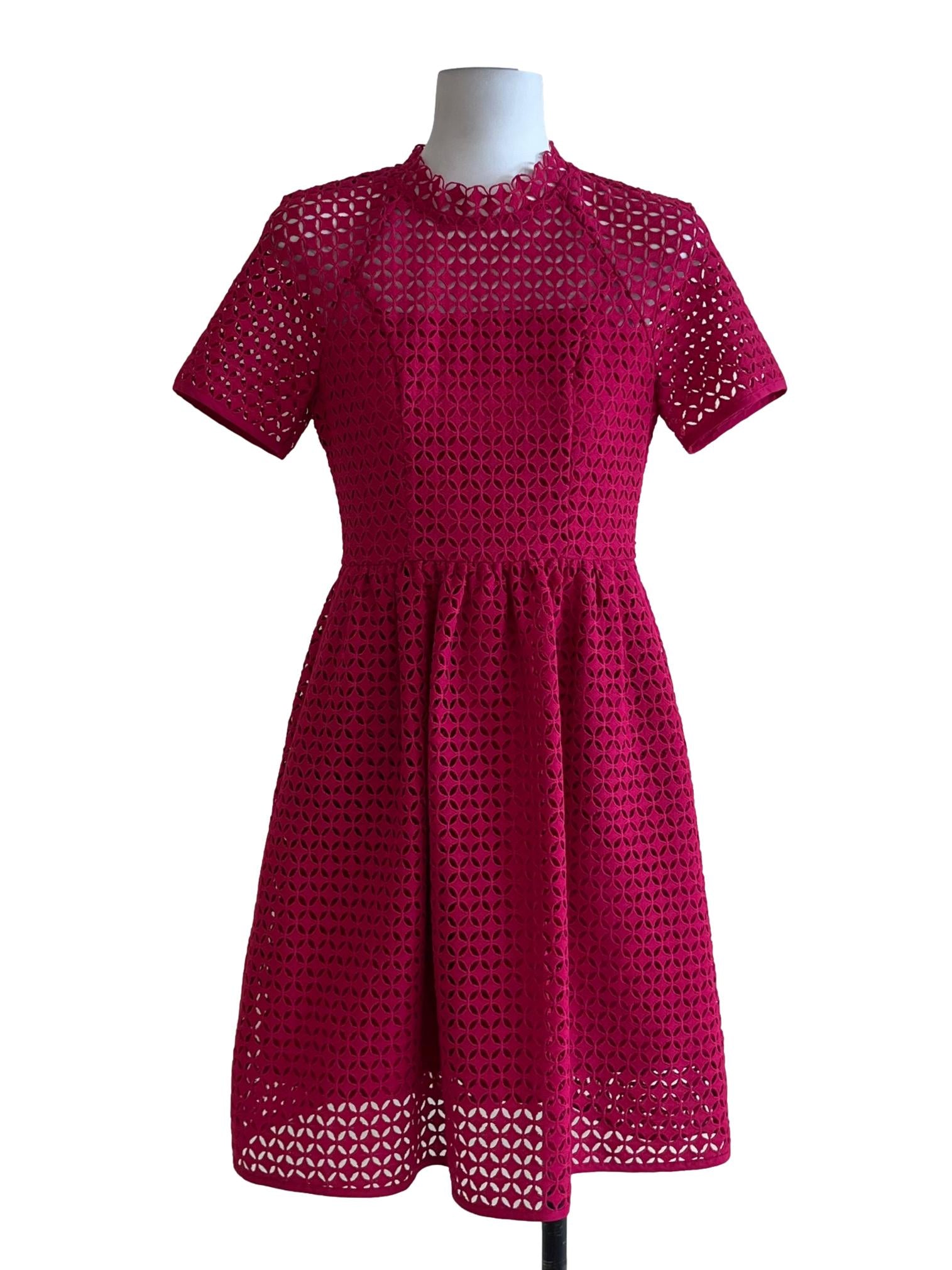 Magenta Pink Lace Emprie Dress