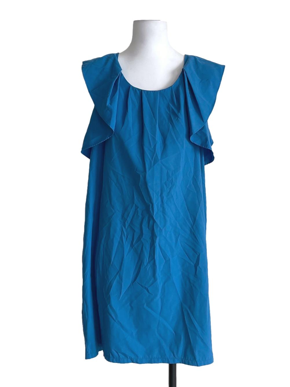 Cerulean Blue Butterfly Sleeves Tube Dress