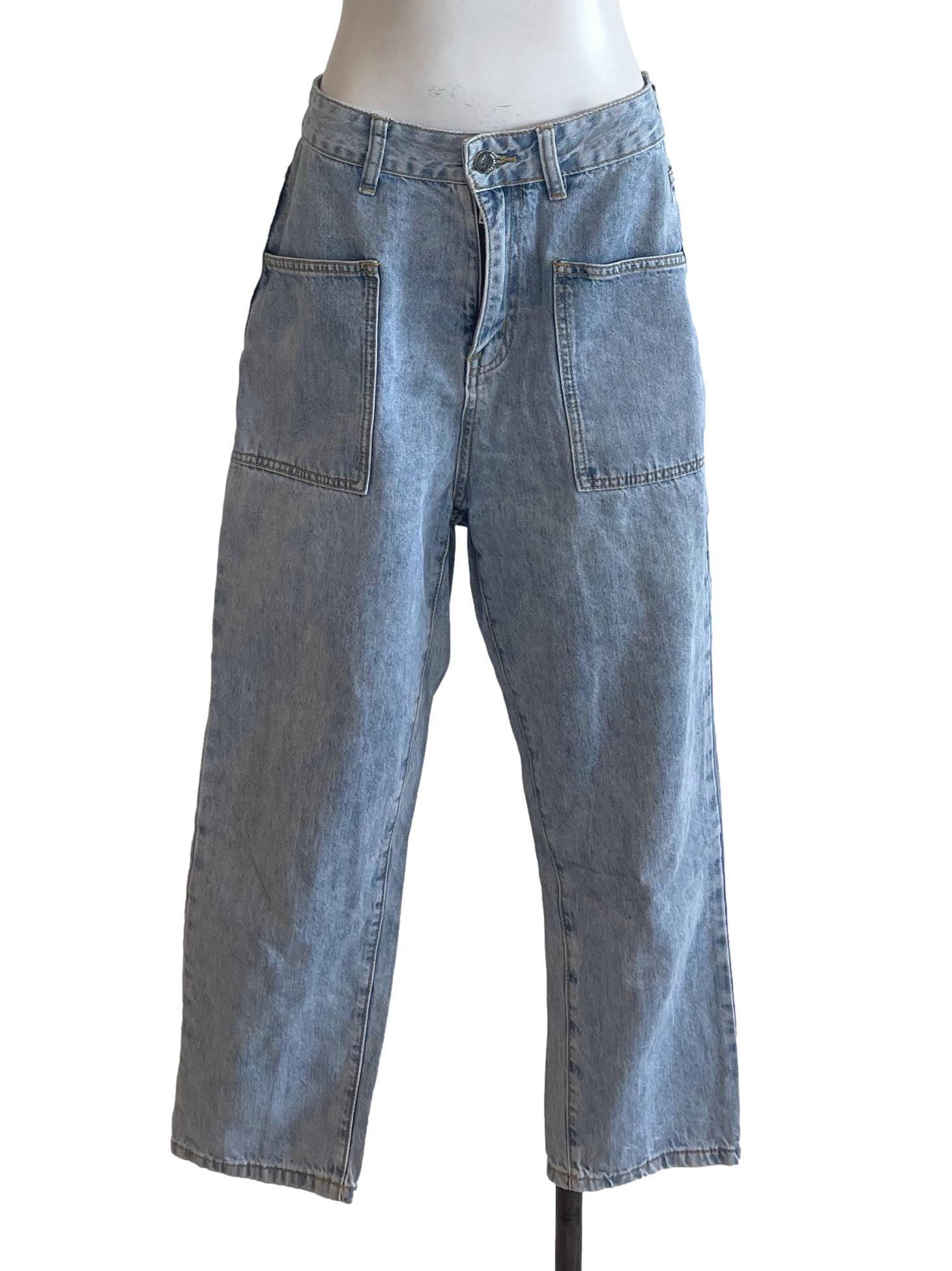 Blue Denim Straight Cut Jeans