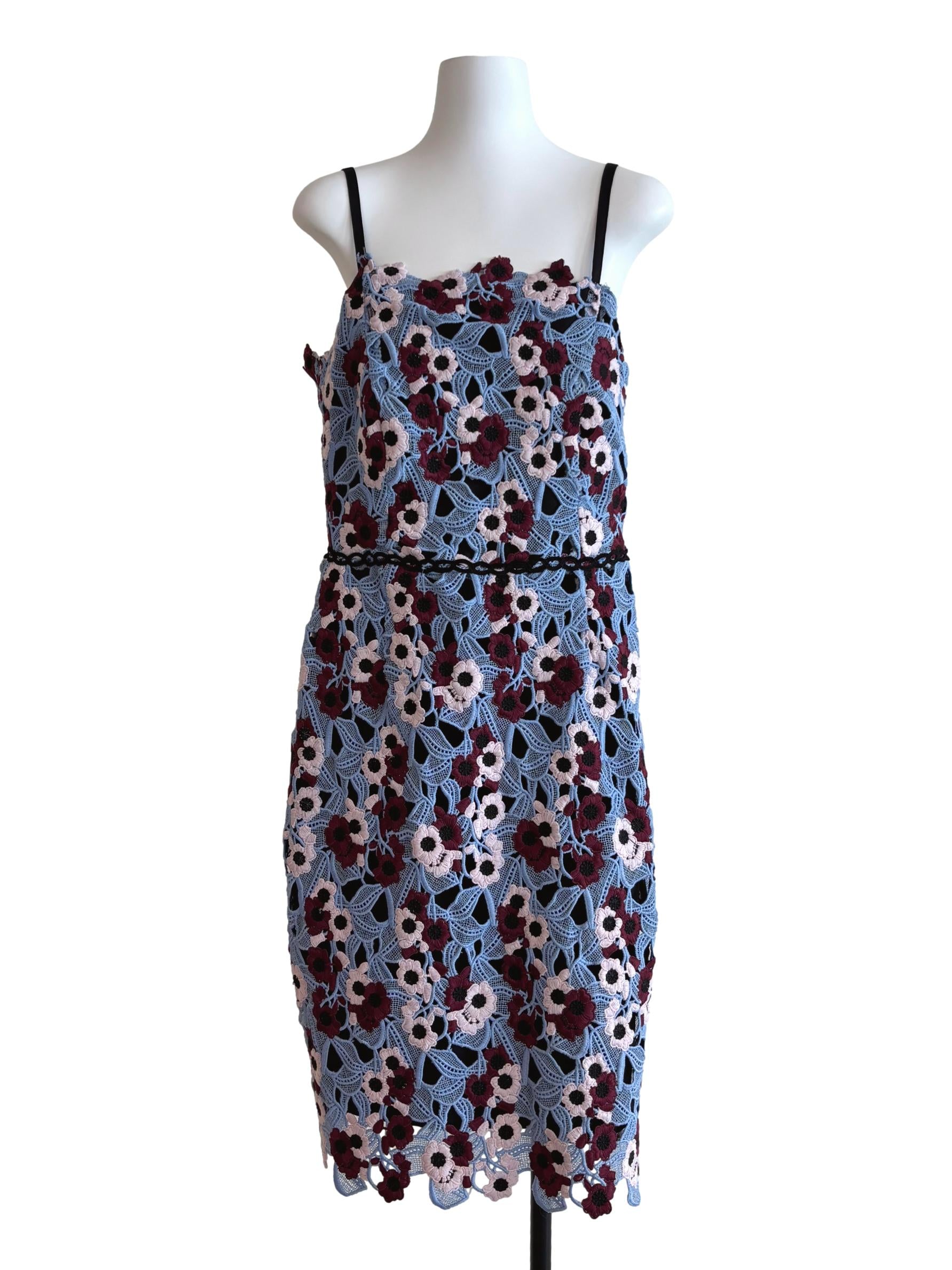 Cerulean Blue Floral Lace Dress