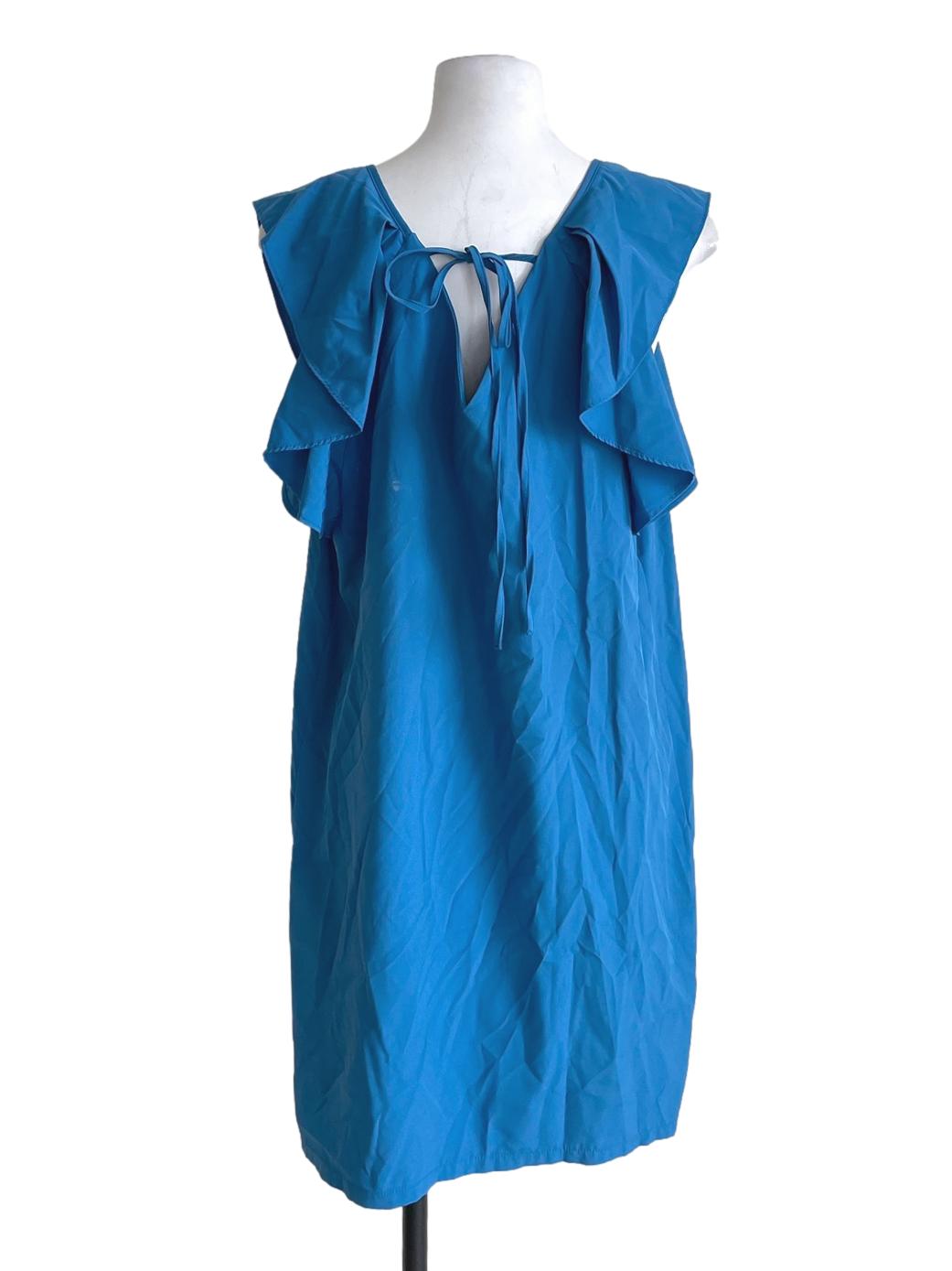 Cerulean Blue Butterfly Sleeves Tube Dress