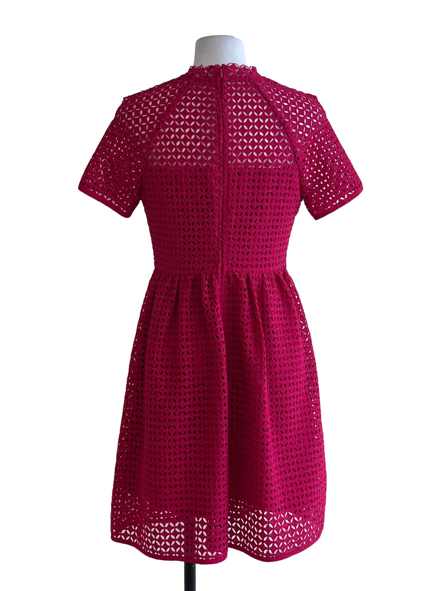 Magenta Pink Lace Emprie Dress